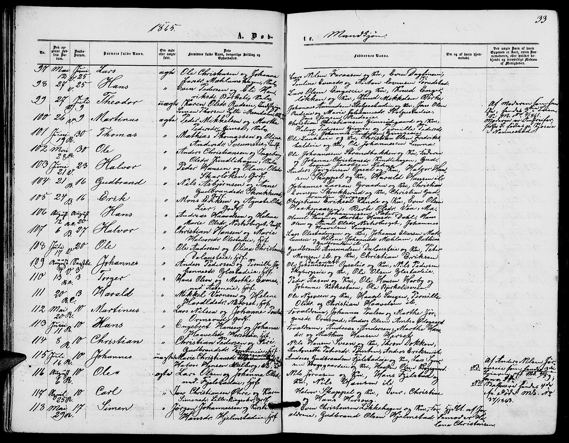 Ringsaker prestekontor, AV/SAH-PREST-014/L/La/L0007: Klokkerbok nr. 7, 1861-1869, s. 33