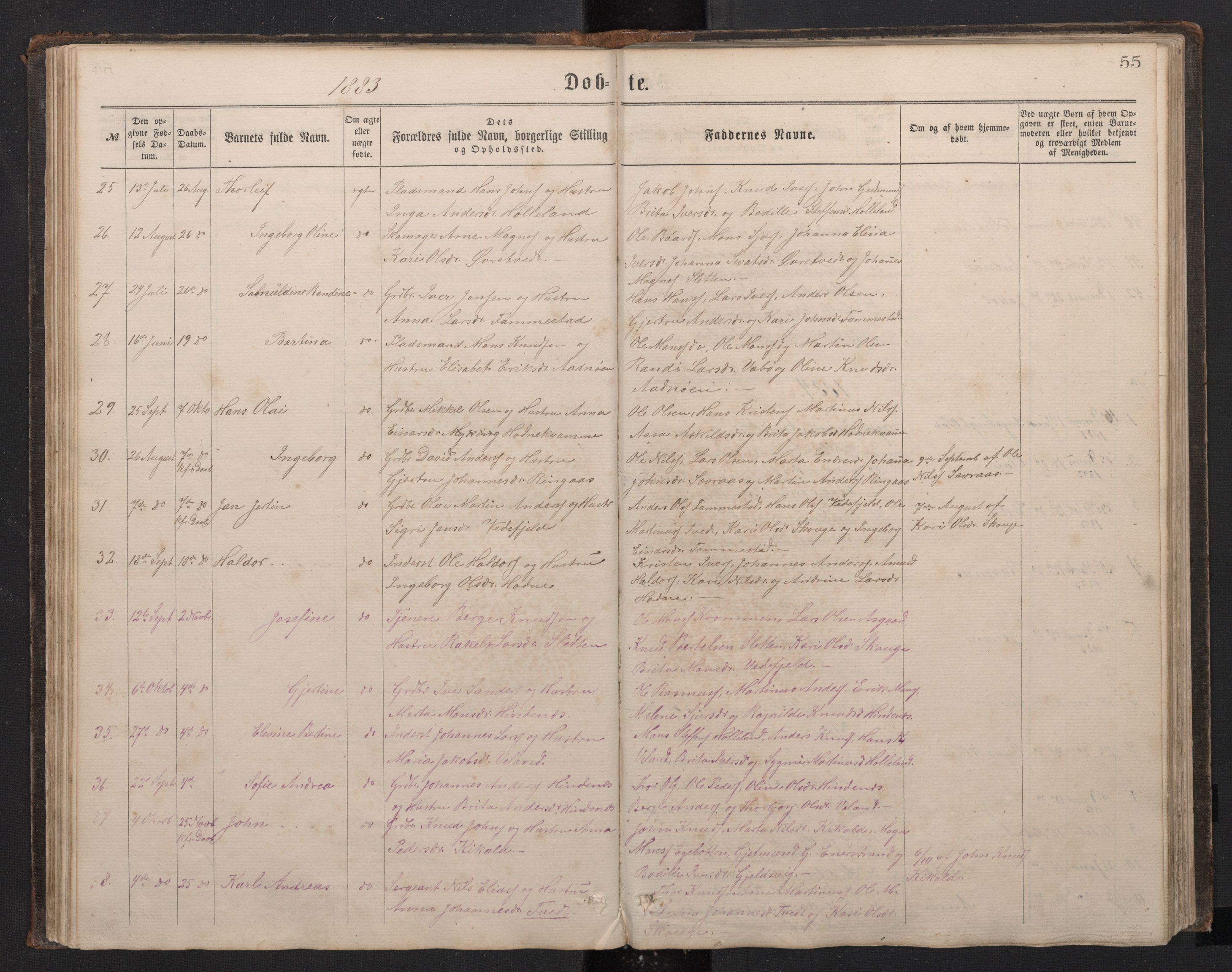 Lindås Sokneprestembete, AV/SAB-A-76701/H/Hab/Habe/L0002: Klokkerbok nr. E 2, 1867-1892, s. 54b-55a