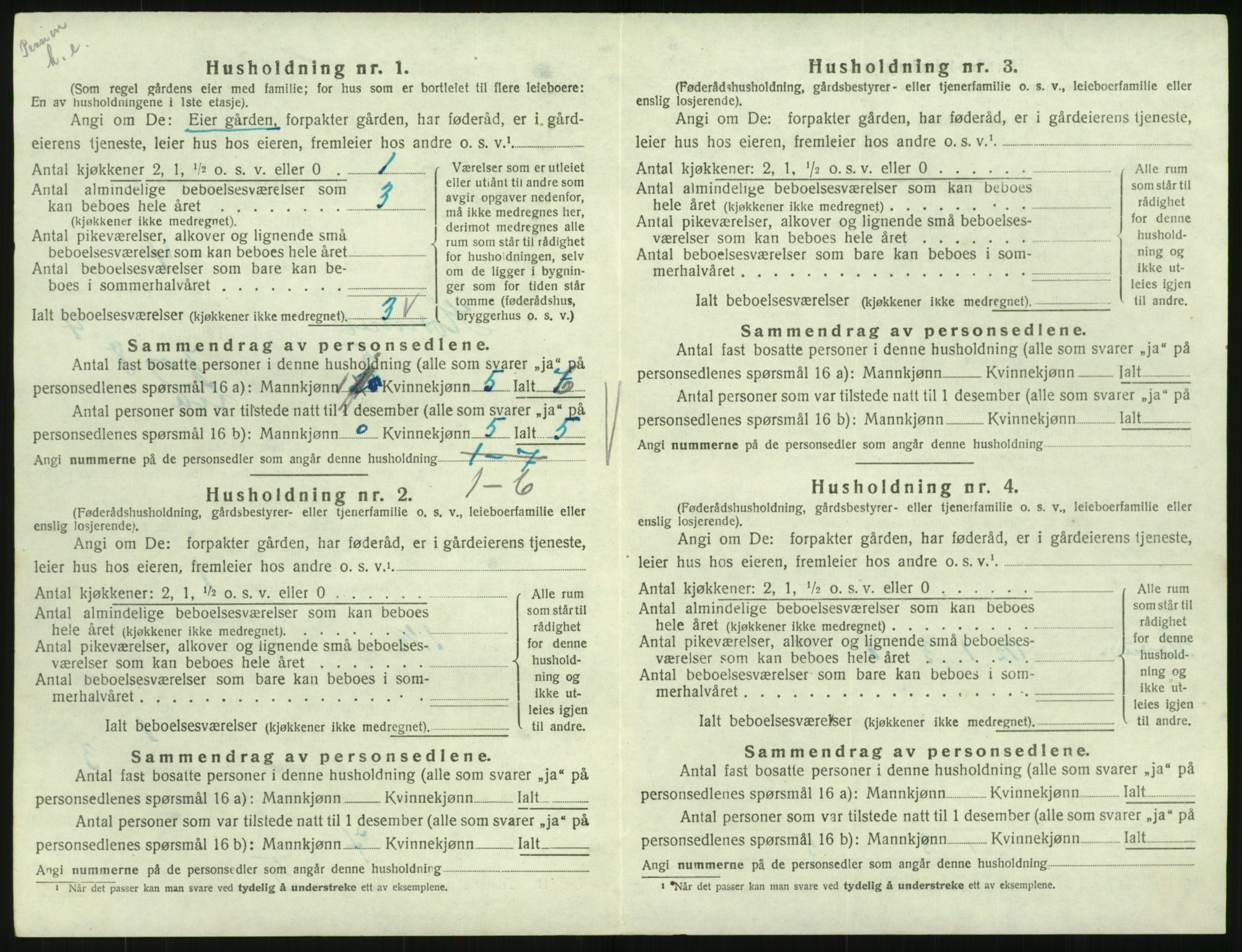 SAK, Folketelling 1920 for 0936 Hornnes herred, 1920, s. 180