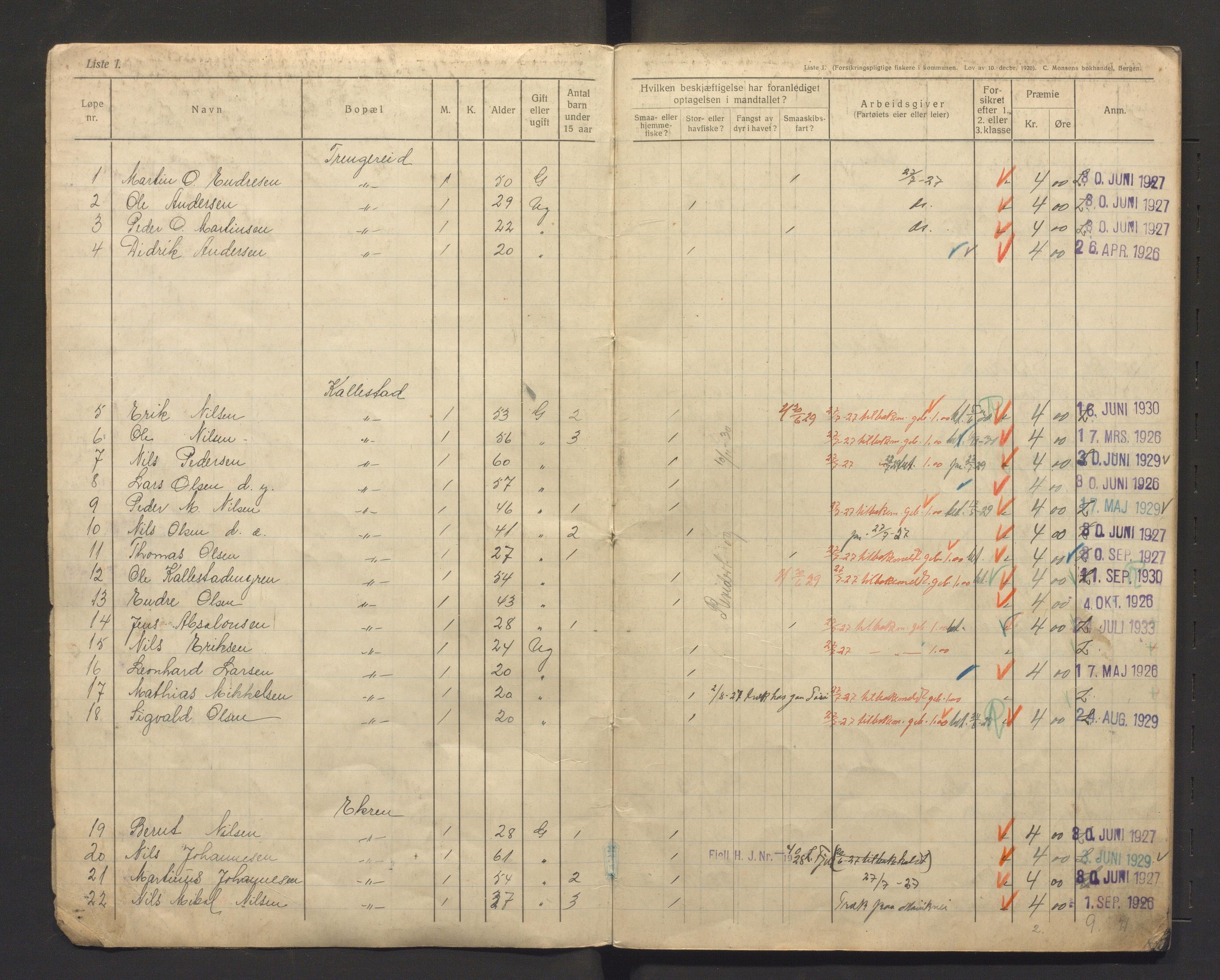 Fjell kommune. Fiskarmanntalsnemnda, IKAH/1246-352/F/Fa/L0001/0005: Fiskarmanntal / Fiskarmanntal, 1926