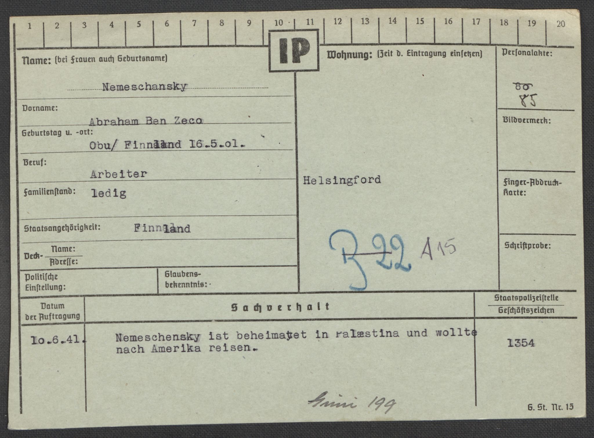 Befehlshaber der Sicherheitspolizei und des SD, AV/RA-RAFA-5969/E/Ea/Eaa/L0007: Register over norske fanger i Møllergata 19: Lundb-N, 1940-1945, s. 1006