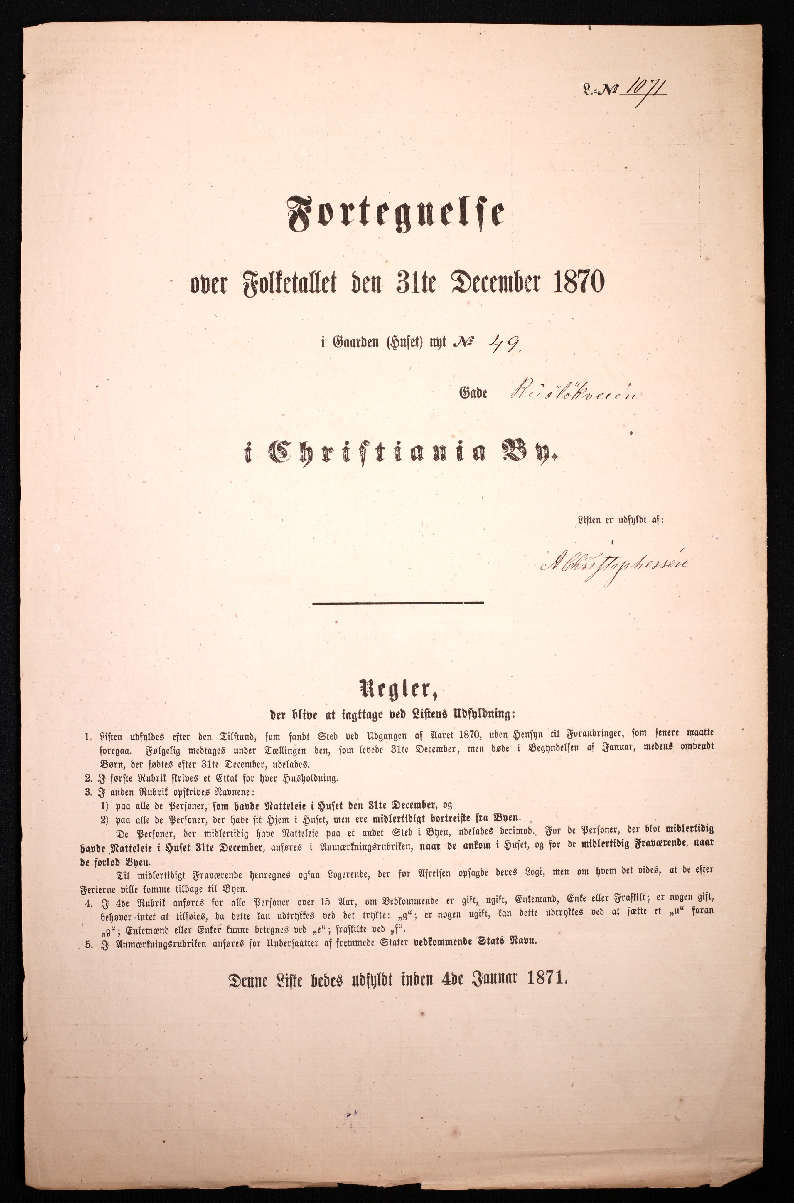 RA, Folketelling 1870 for 0301 Kristiania kjøpstad, 1870, s. 3010