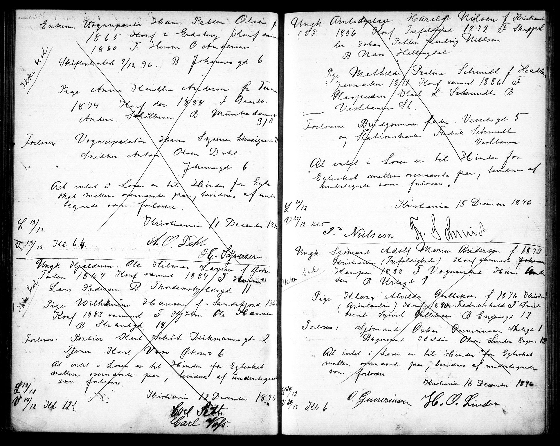 Johannes prestekontor Kirkebøker, SAO/A-10852/H/Ha/L0003: Lysningsprotokoll nr. 3, 1894-1900
