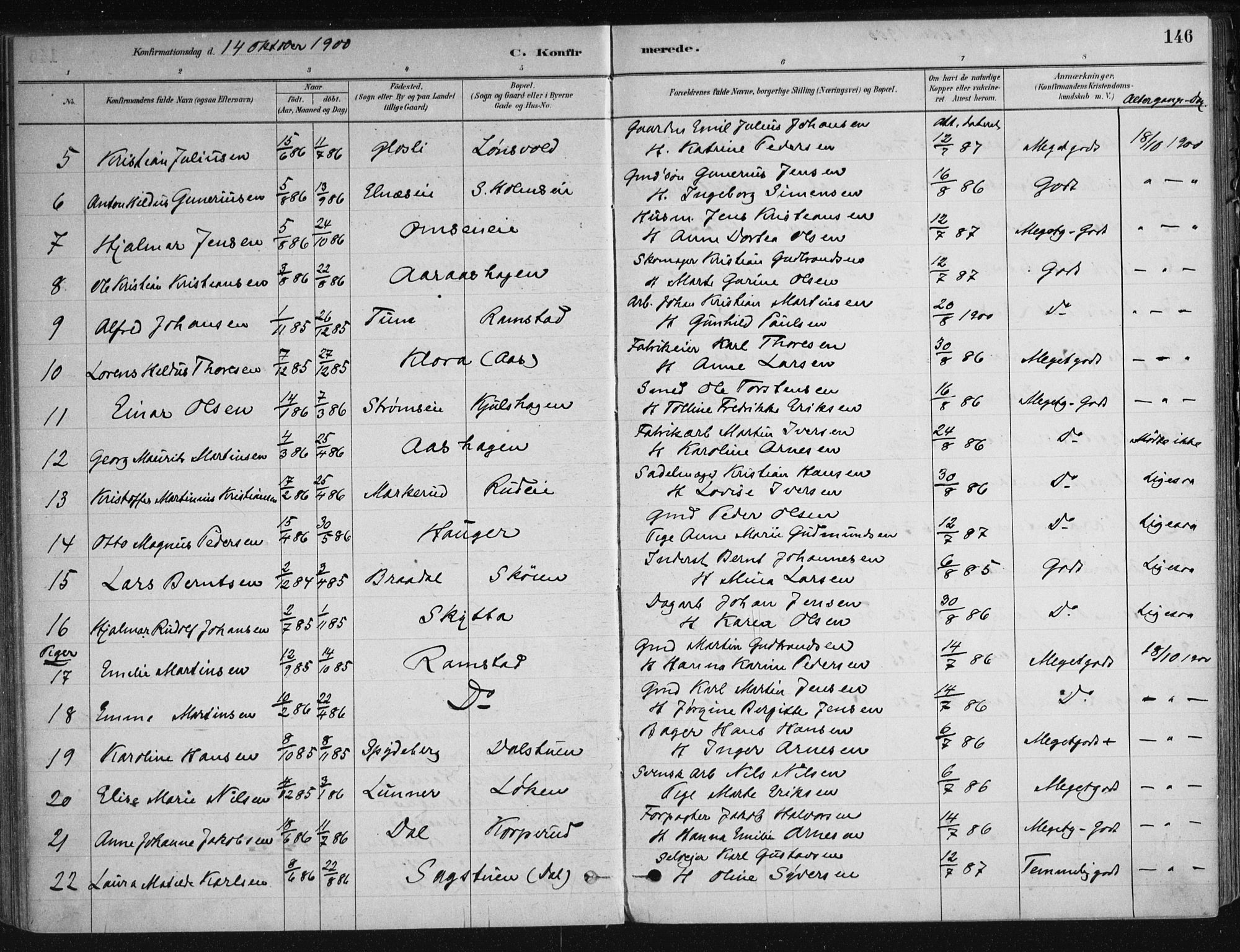 Nittedal prestekontor Kirkebøker, AV/SAO-A-10365a/F/Fa/L0007: Ministerialbok nr. I 7, 1879-1901, s. 146