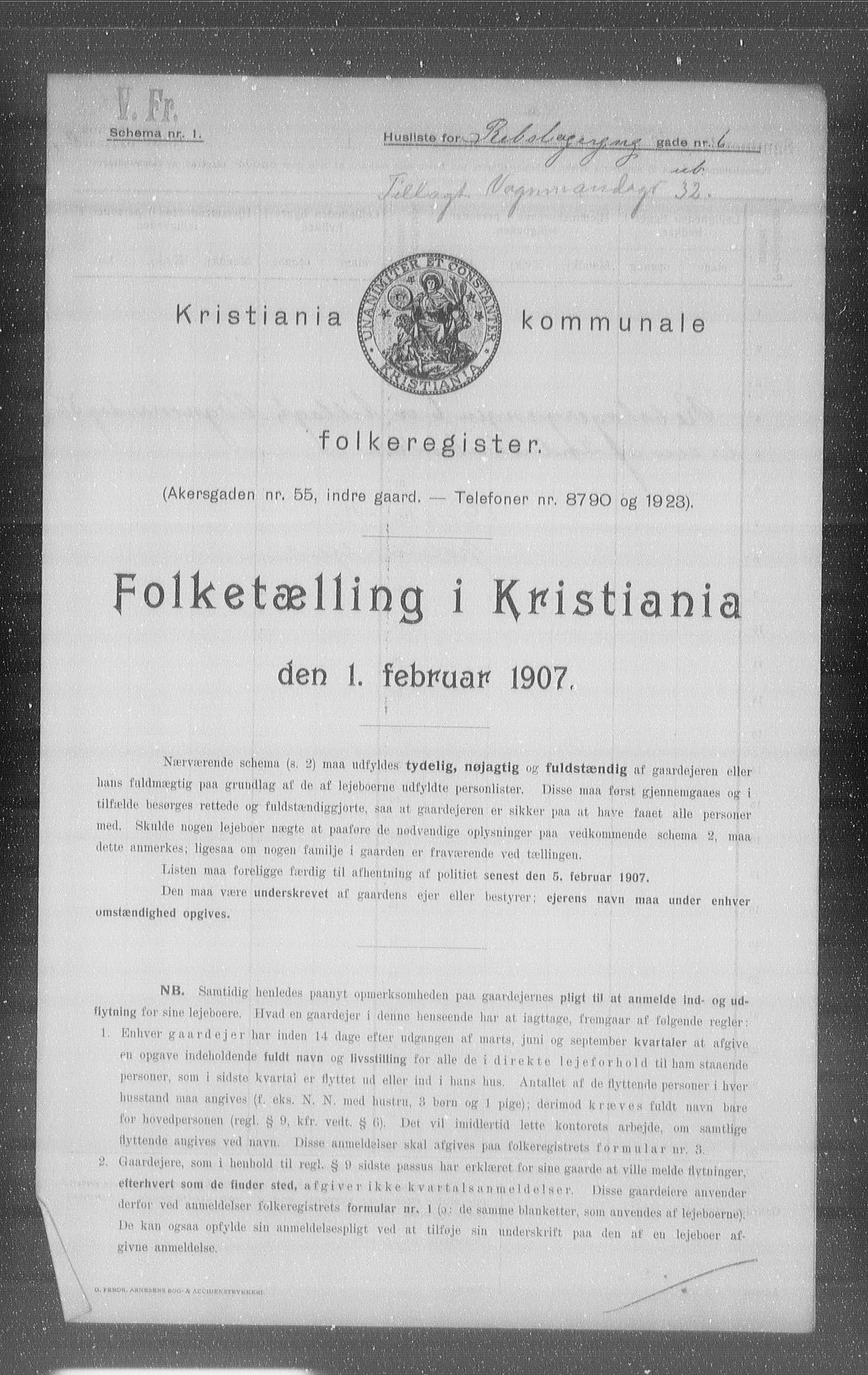 OBA, Kommunal folketelling 1.2.1907 for Kristiania kjøpstad, 1907, s. 42165