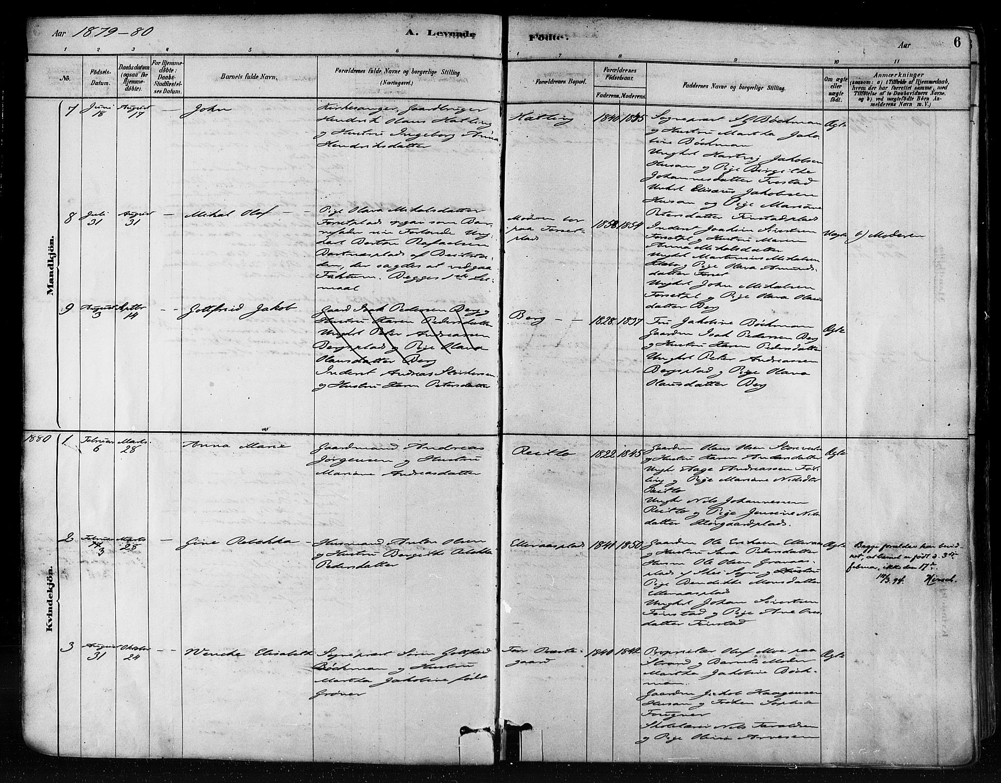 Ministerialprotokoller, klokkerbøker og fødselsregistre - Nord-Trøndelag, SAT/A-1458/746/L0448: Ministerialbok nr. 746A07 /1, 1878-1900, s. 6