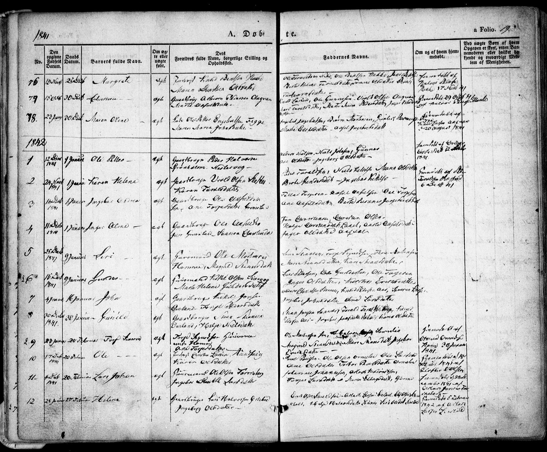 Søndeled sokneprestkontor, SAK/1111-0038/F/Fa/L0002: Ministerialbok nr. A 2, 1839-1860, s. 19