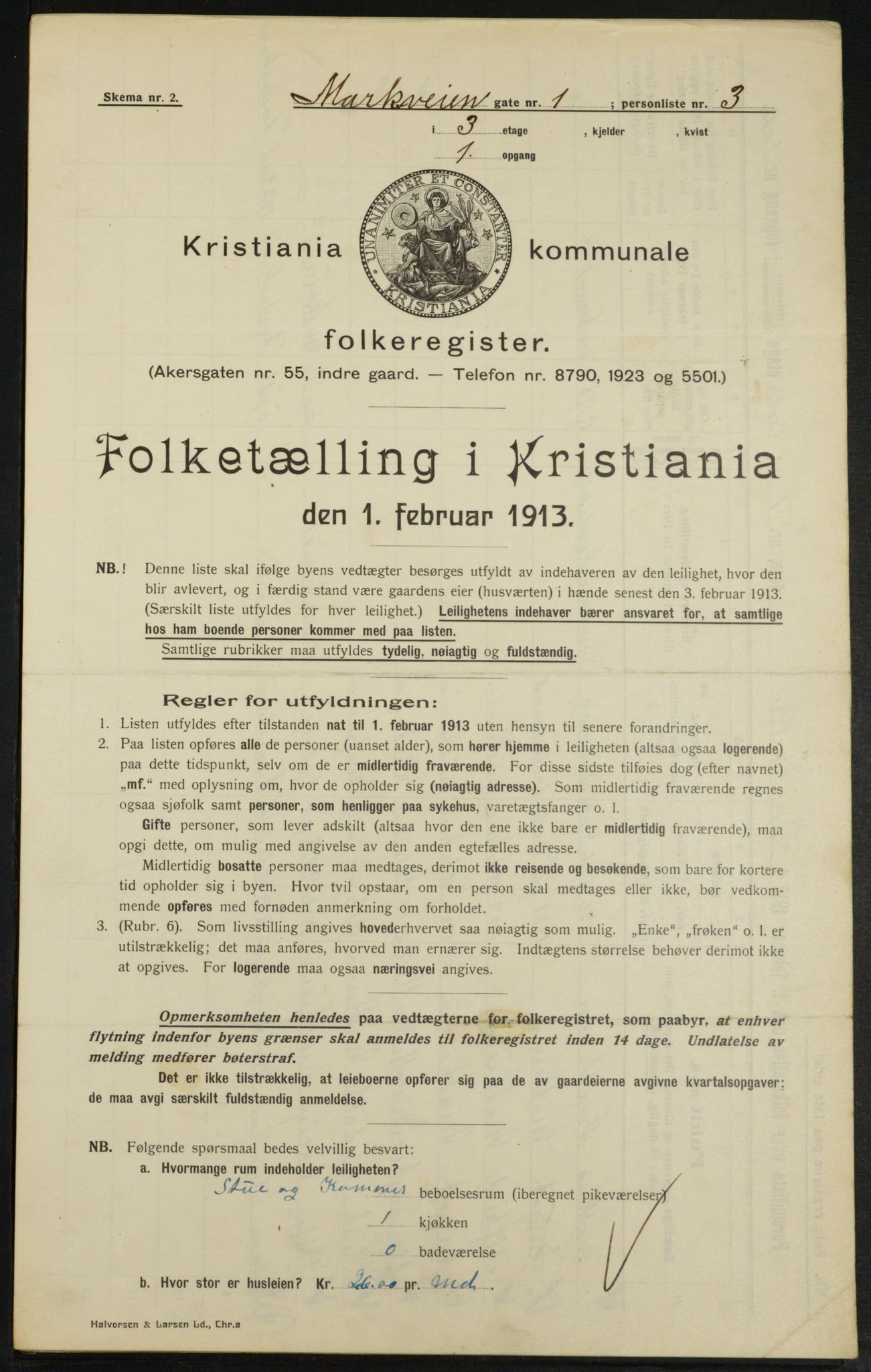 OBA, Kommunal folketelling 1.2.1913 for Kristiania, 1913, s. 62777