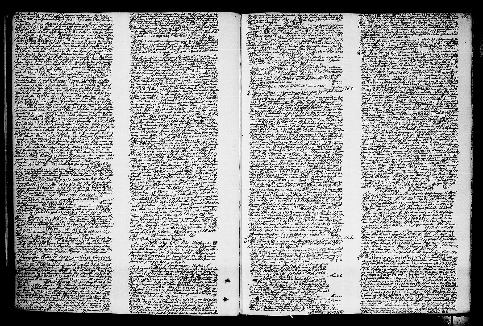 Oslo skifterett, AV/SAO-A-10383/H/Ha/L0008b: Skifteprotokoll, 1737-1741, s. 19b-20a