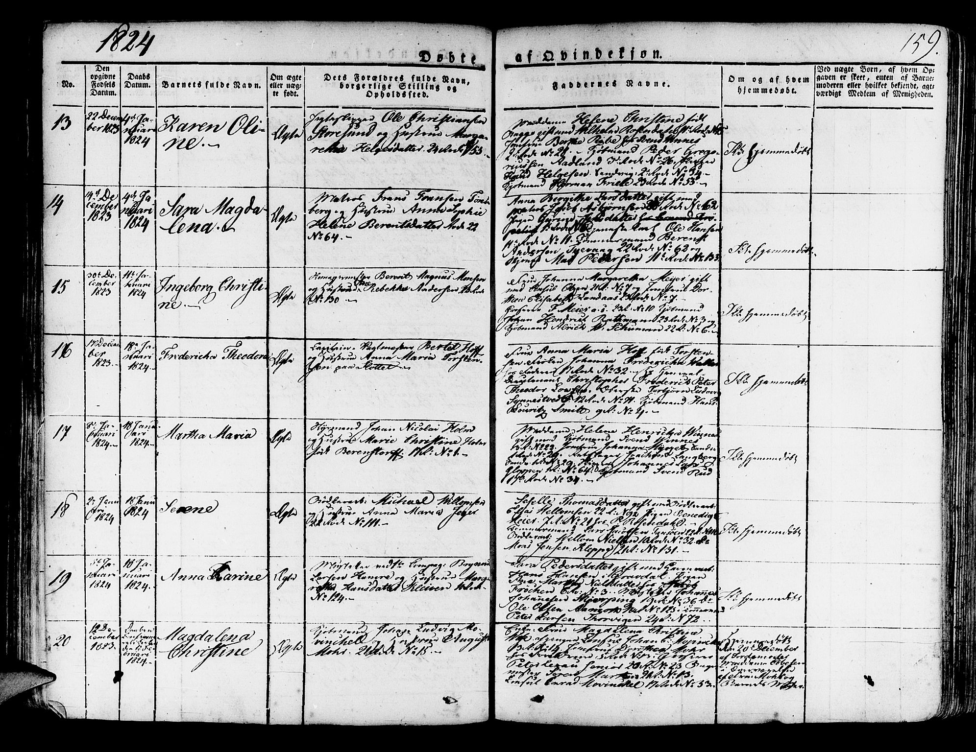 Korskirken sokneprestembete, SAB/A-76101/H/Haa/L0014: Ministerialbok nr. A 14, 1823-1835, s. 159