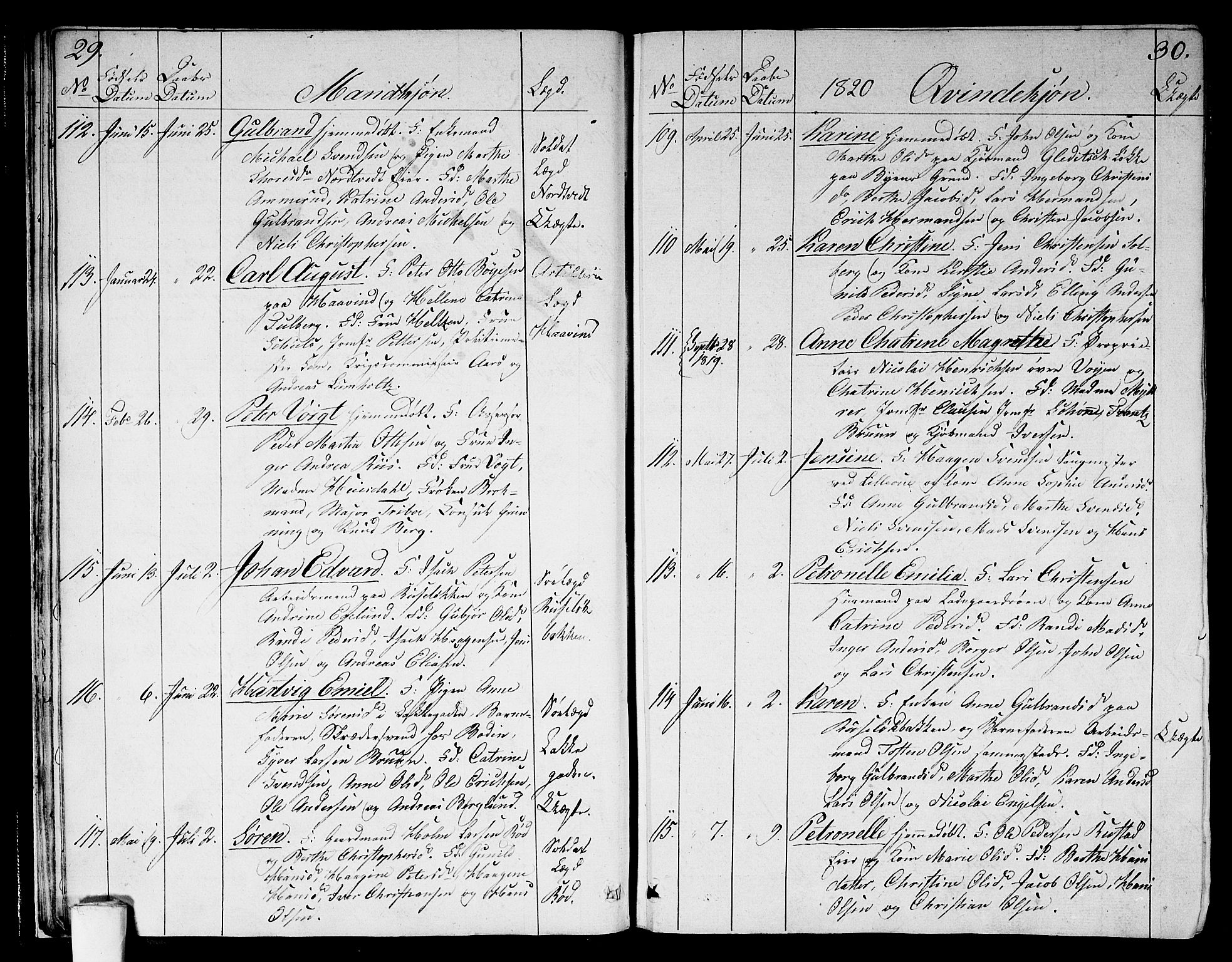 Aker prestekontor kirkebøker, AV/SAO-A-10861/G/L0004: Klokkerbok nr. 4, 1819-1829, s. 29-30