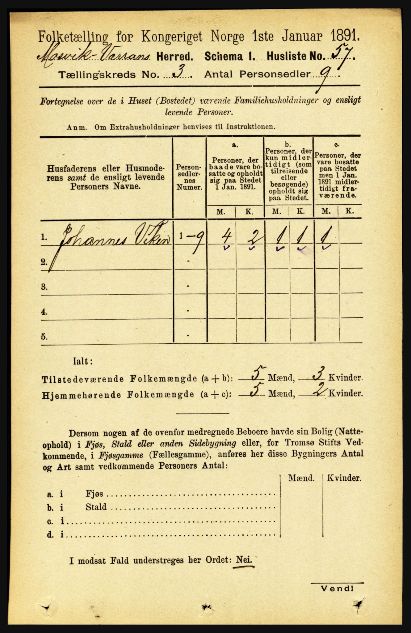 RA, Folketelling 1891 for 1723 Mosvik og Verran herred, 1891, s. 929