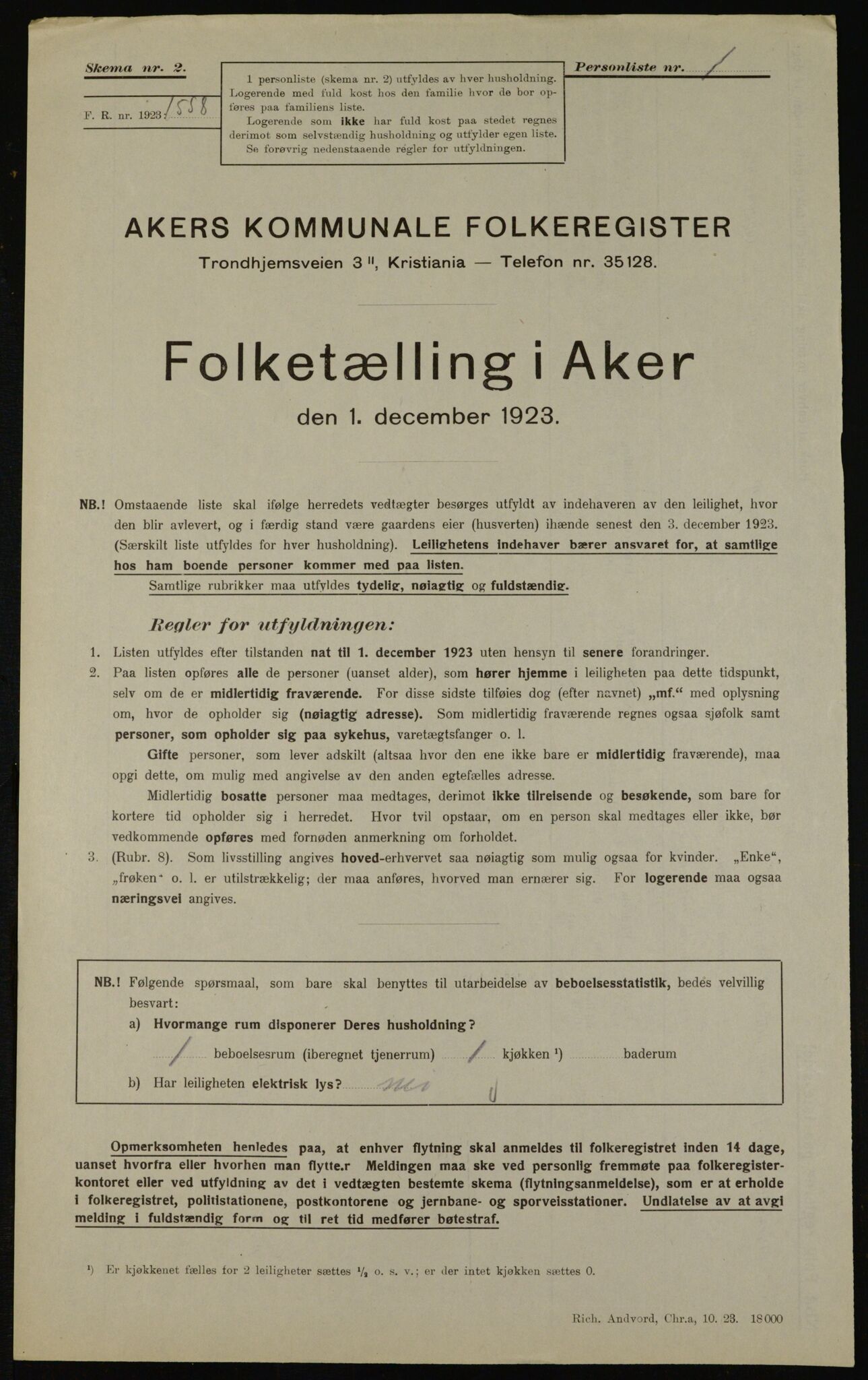 , Kommunal folketelling 1.12.1923 for Aker, 1923, s. 45472