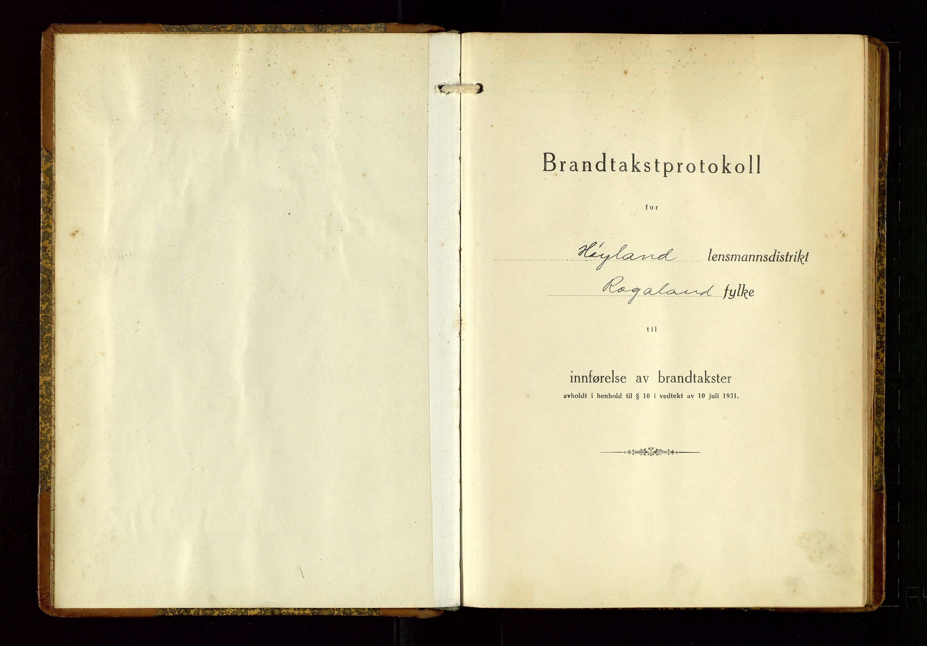Høyland/Sandnes lensmannskontor, SAST/A-100166/Gob/L0006: "Brandtakstprotokoll", 1936-1938