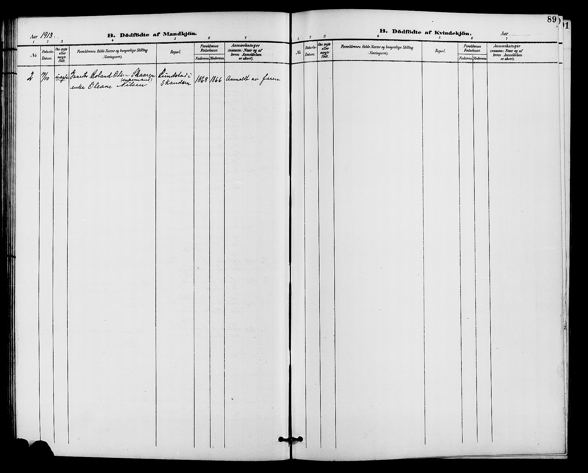 Vardal prestekontor, SAH/PREST-100/H/Ha/Hab/L0011: Klokkerbok nr. 11, 1899-1913, s. 89