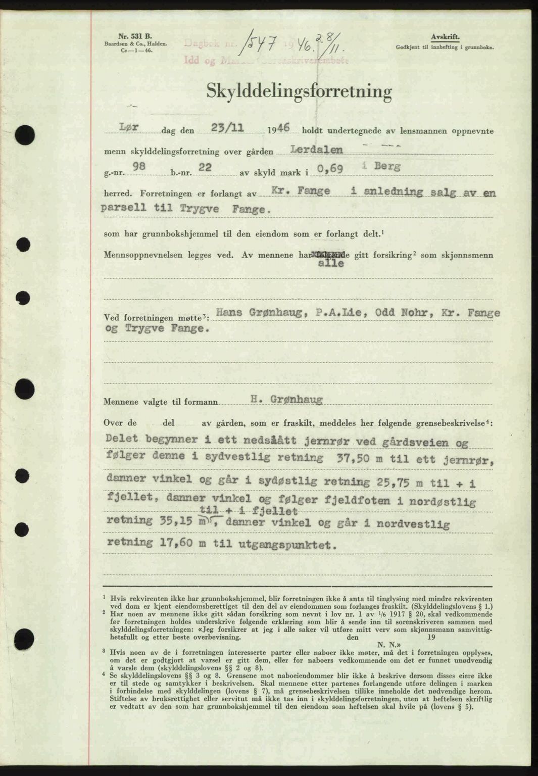 Idd og Marker sorenskriveri, SAO/A-10283/G/Gb/Gbb/L0009: Pantebok nr. A9, 1946-1947, Dagboknr: 1547/1946