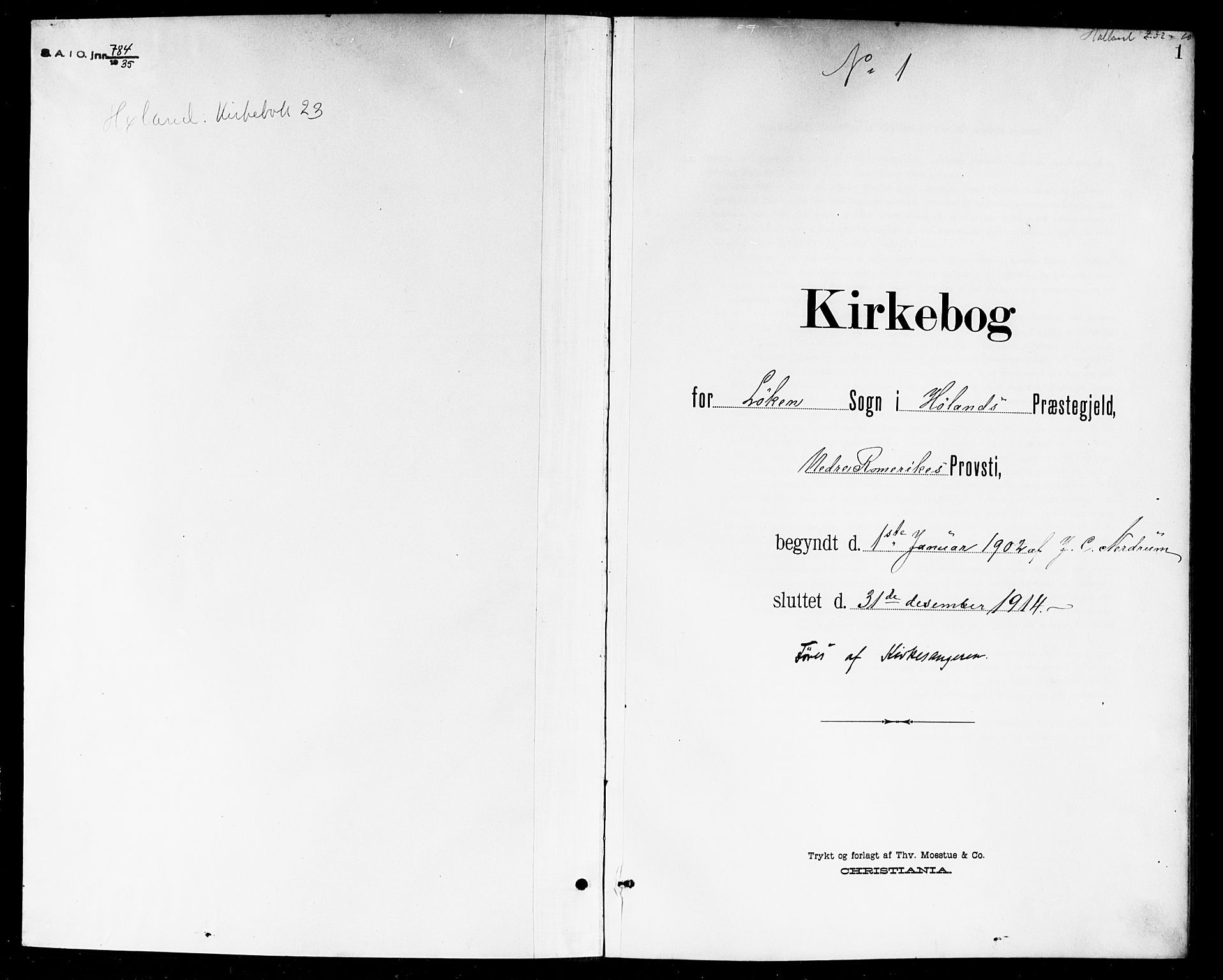 Høland prestekontor Kirkebøker, SAO/A-10346a/G/Ga/L0007: Klokkerbok nr. I 7, 1902-1914, s. 1