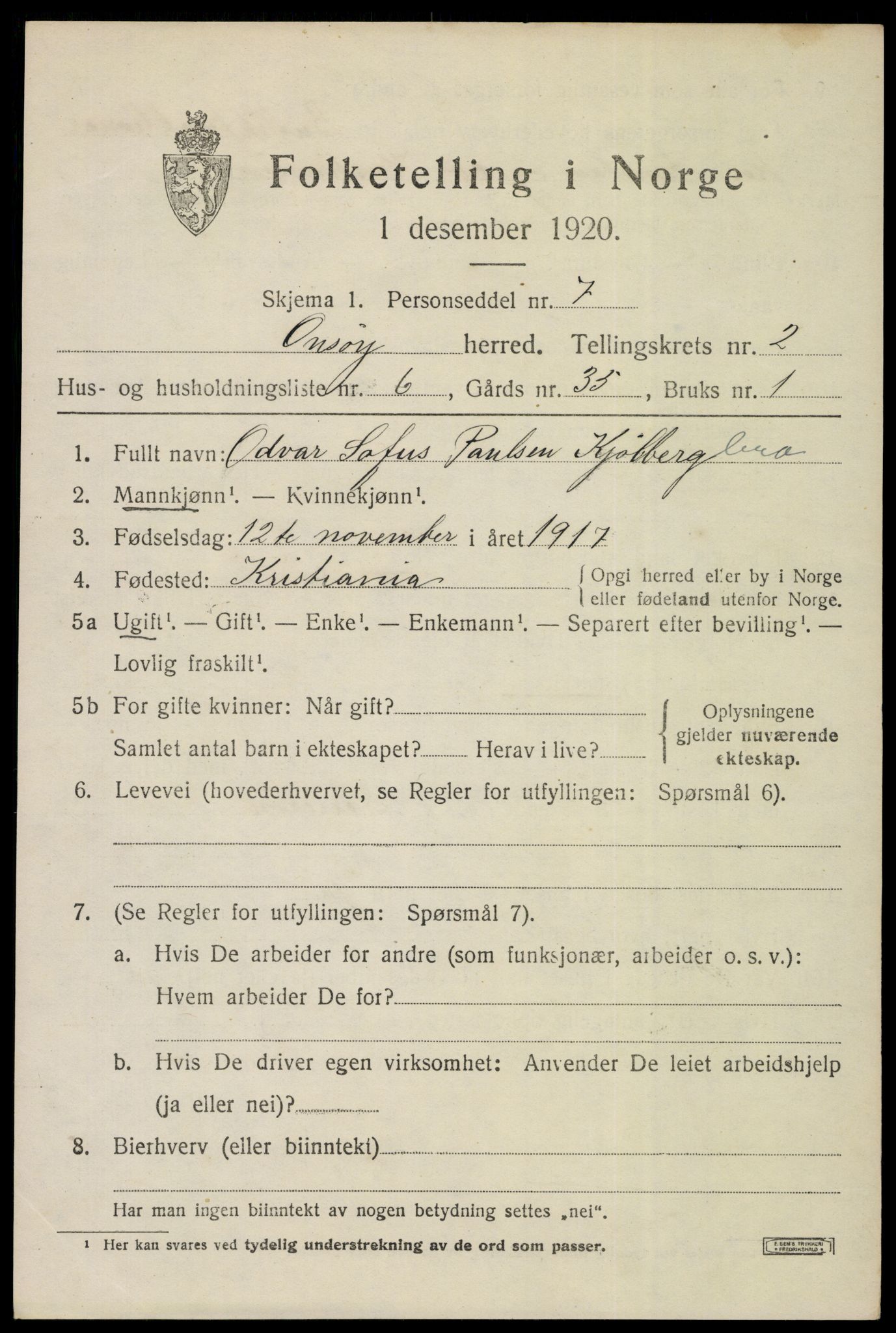 SAO, Folketelling 1920 for 0134 Onsøy herred, 1920, s. 3551