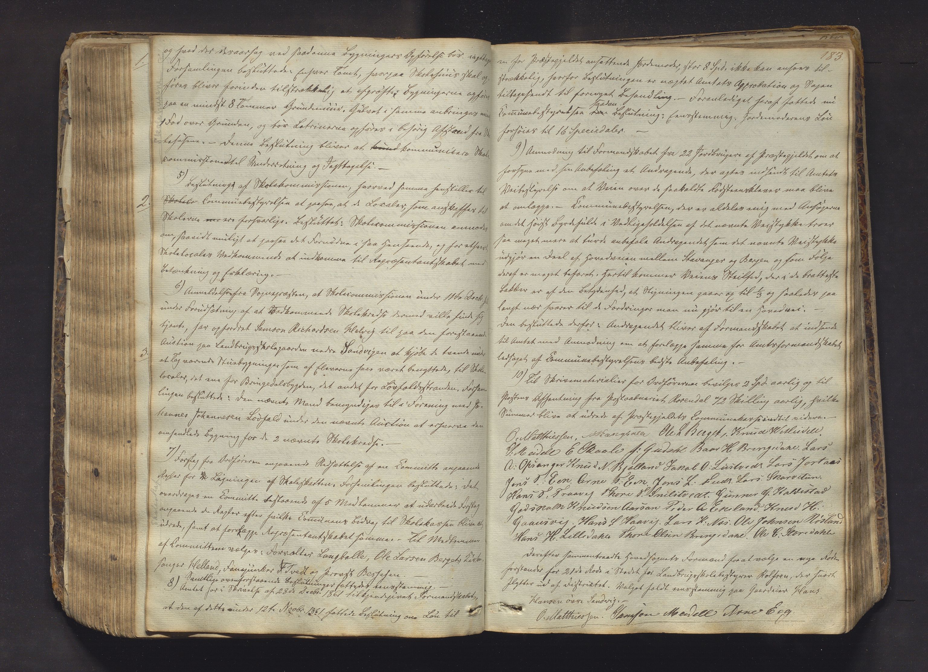 Kvinnherad kommune. Formannskapet, IKAH/1224-021/A/Aa/L0001: Møtebok for formannskap og heradstyre i Kvinnherad prestegjeld og styre i soknekommunane Kvinnherad, Ølve, Husnes og Ænes, 1838-1884, s. 183