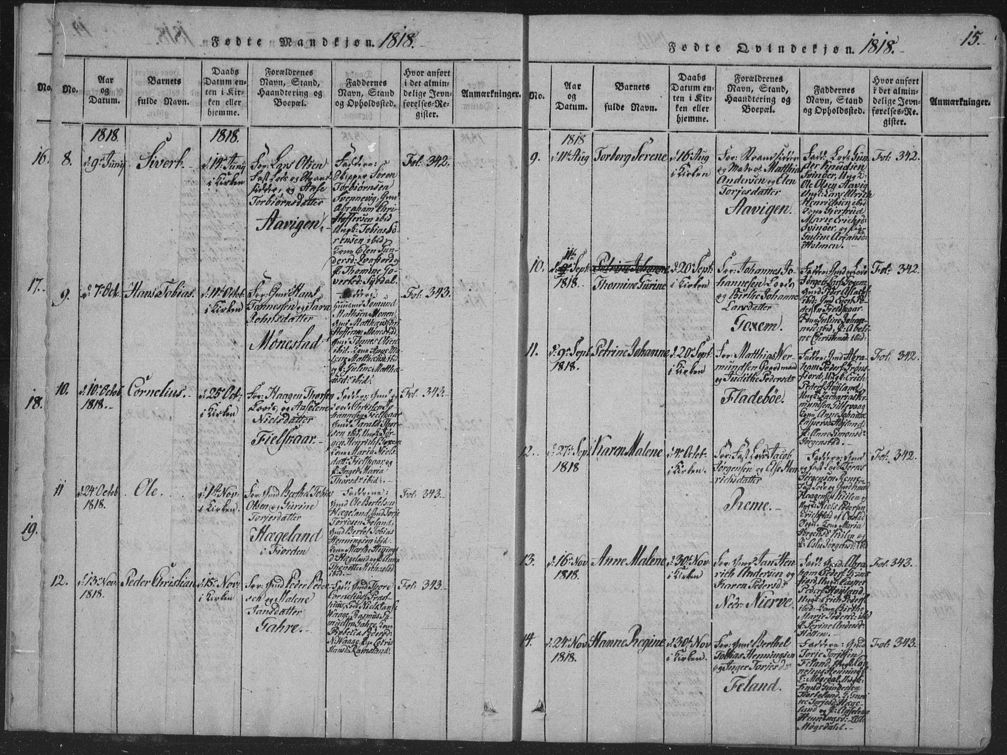 Sør-Audnedal sokneprestkontor, AV/SAK-1111-0039/F/Fa/Faa/L0001: Ministerialbok nr. A 1, 1816-1848, s. 15