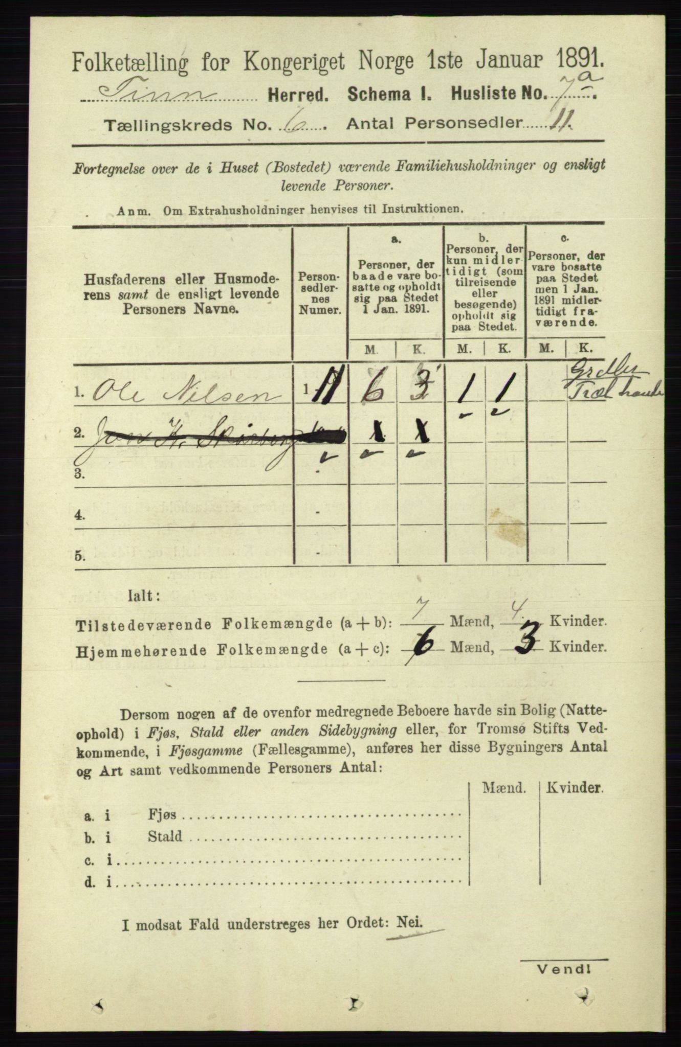 RA, Folketelling 1891 for 0826 Tinn herred, 1891, s. 1165