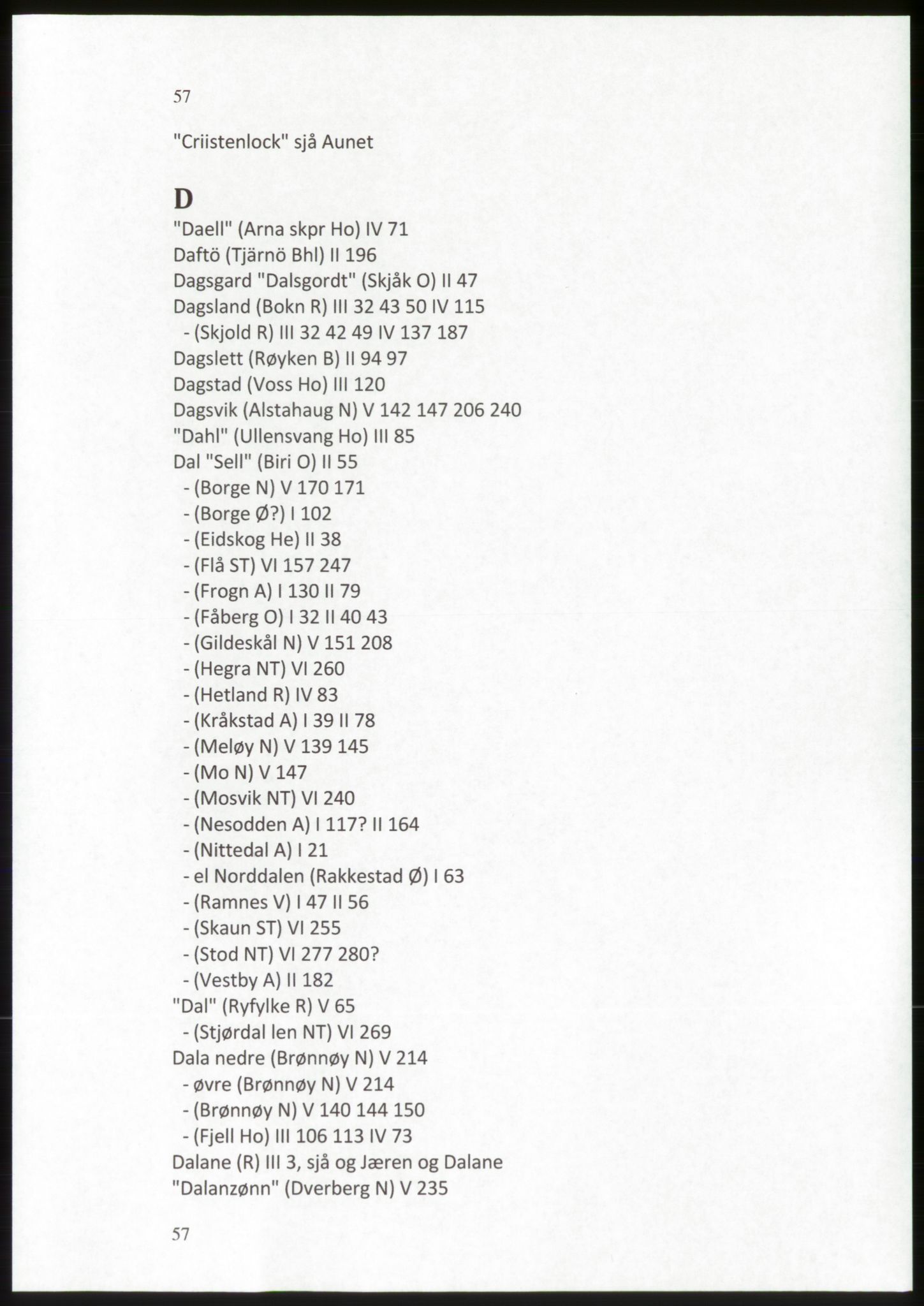 Publikasjoner utgitt av Arkivverket, PUBL/PUBL-001/C/0009: Stedsnavnregister, 1548-1567, s. 57