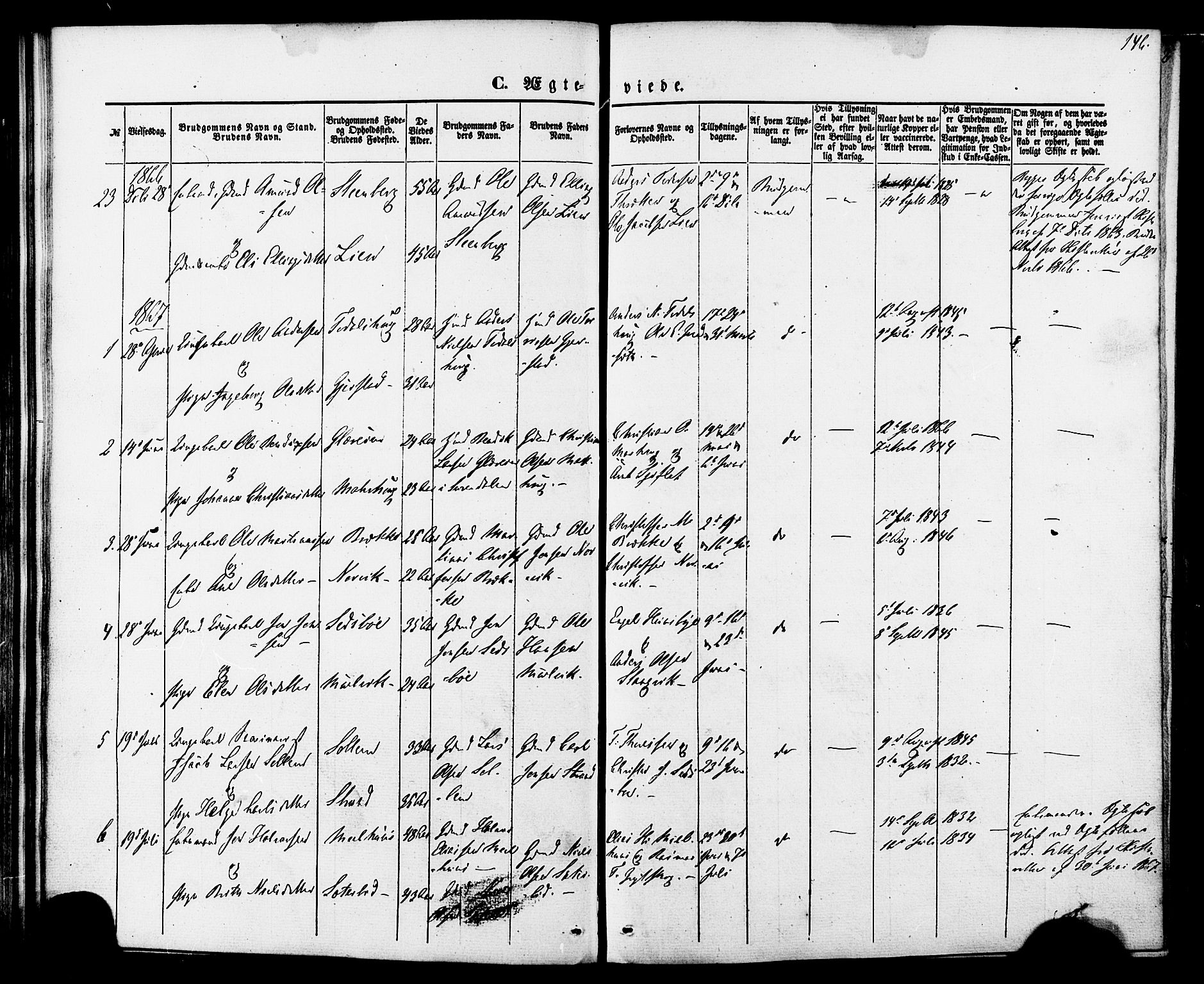 Ministerialprotokoller, klokkerbøker og fødselsregistre - Møre og Romsdal, AV/SAT-A-1454/592/L1027: Ministerialbok nr. 592A05, 1865-1878, s. 146