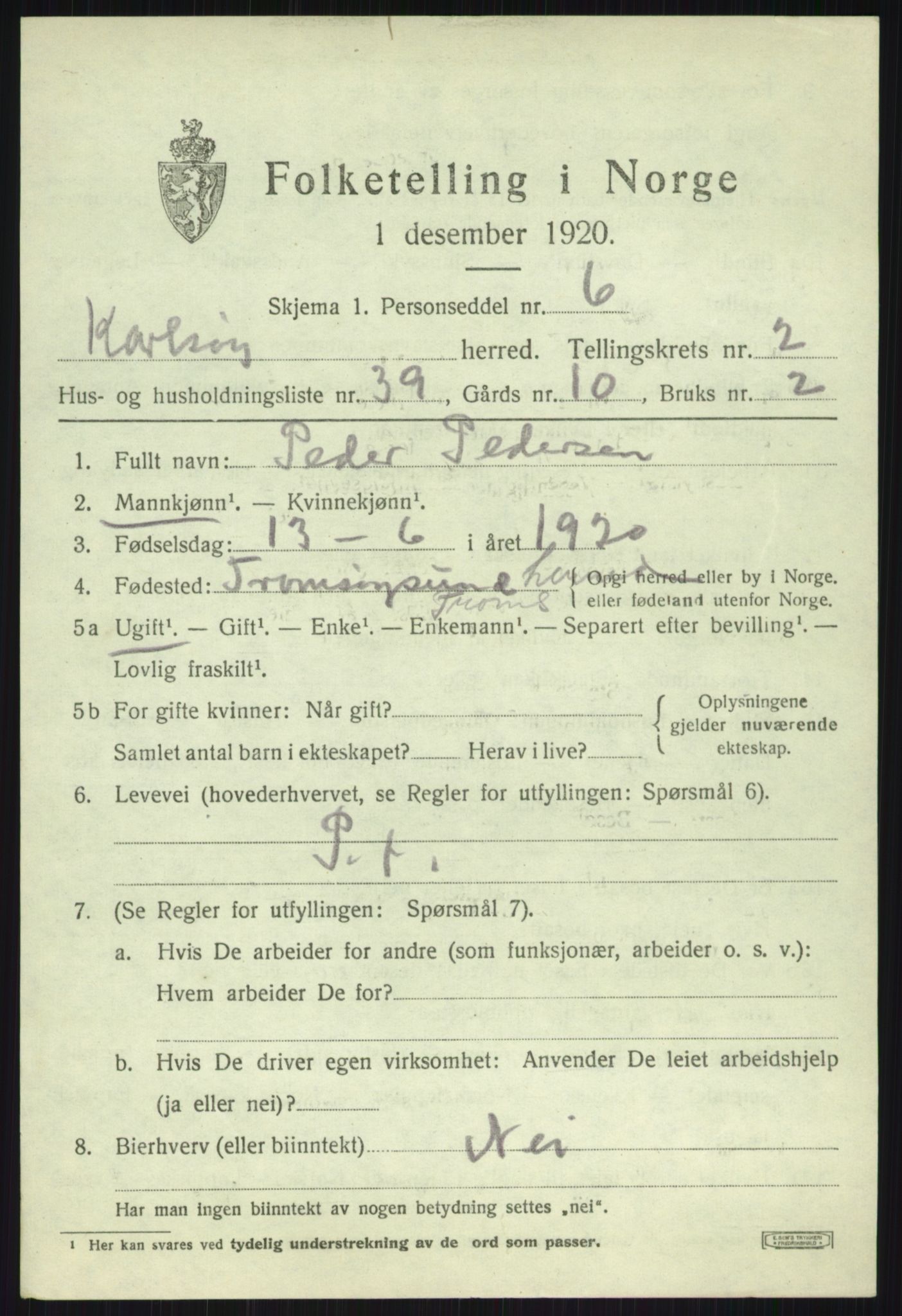SATØ, Folketelling 1920 for 1936 Karlsøy herred, 1920, s. 1717