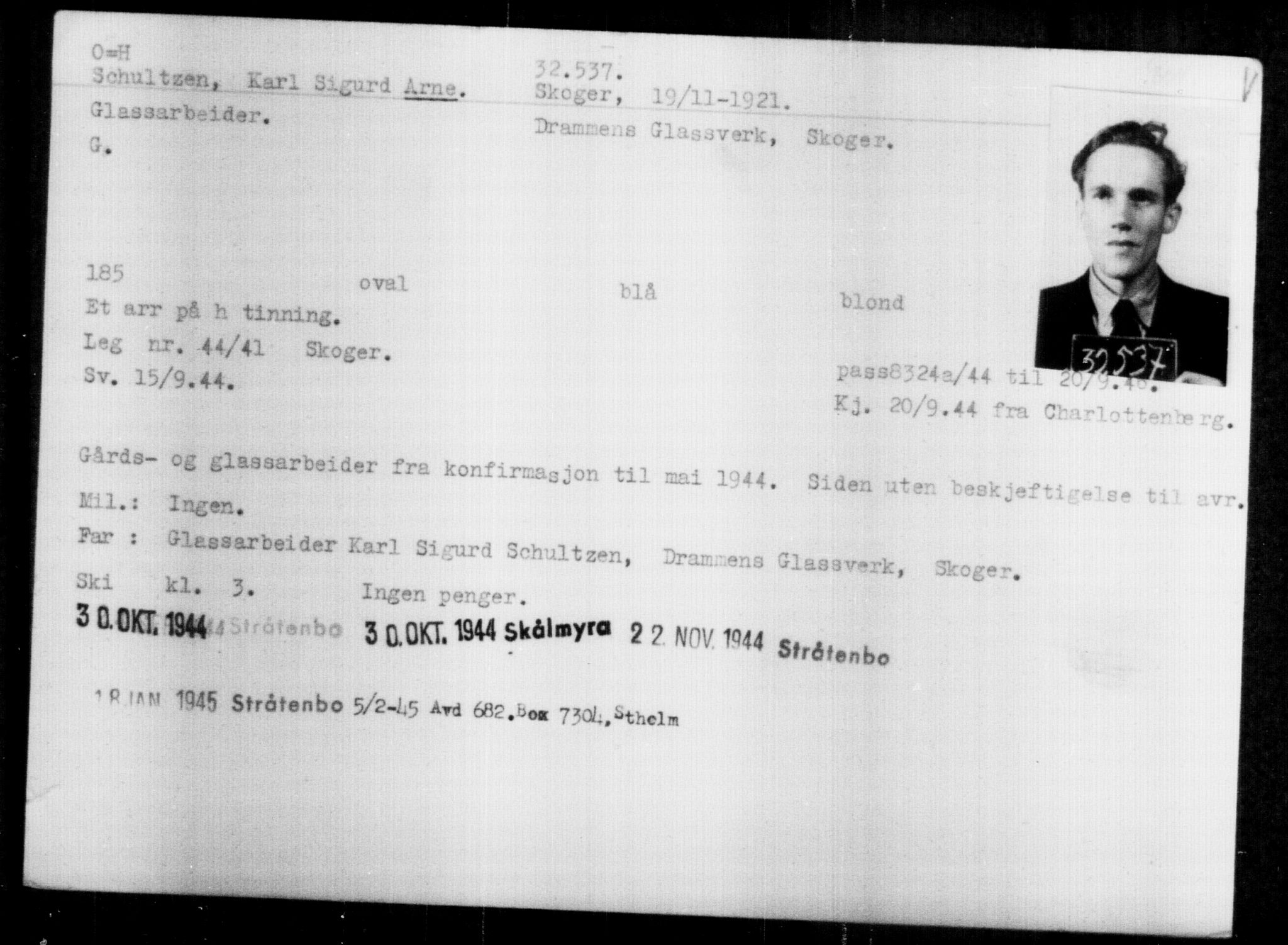 Utenriksstasjonene, Legasjonen i Stockholm, Flyktningkontoret, AV/RA-S-6753/V/Va/L0013: Kjesäterkartoteket, flyktninger med registreringsnr. 31500-34731, 1940-1945, s. 1093