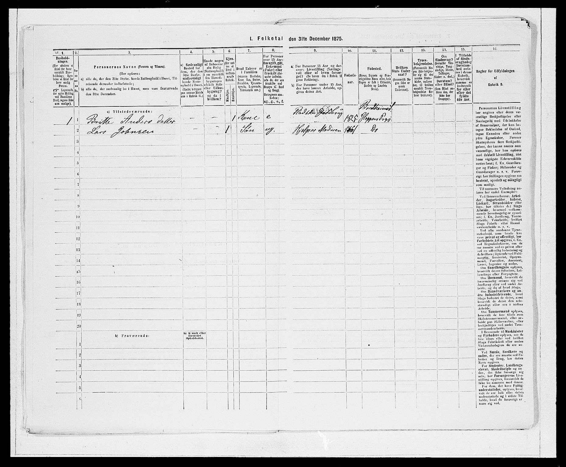 SAB, Folketelling 1875 for 1445P Gloppen prestegjeld, 1875, s. 962