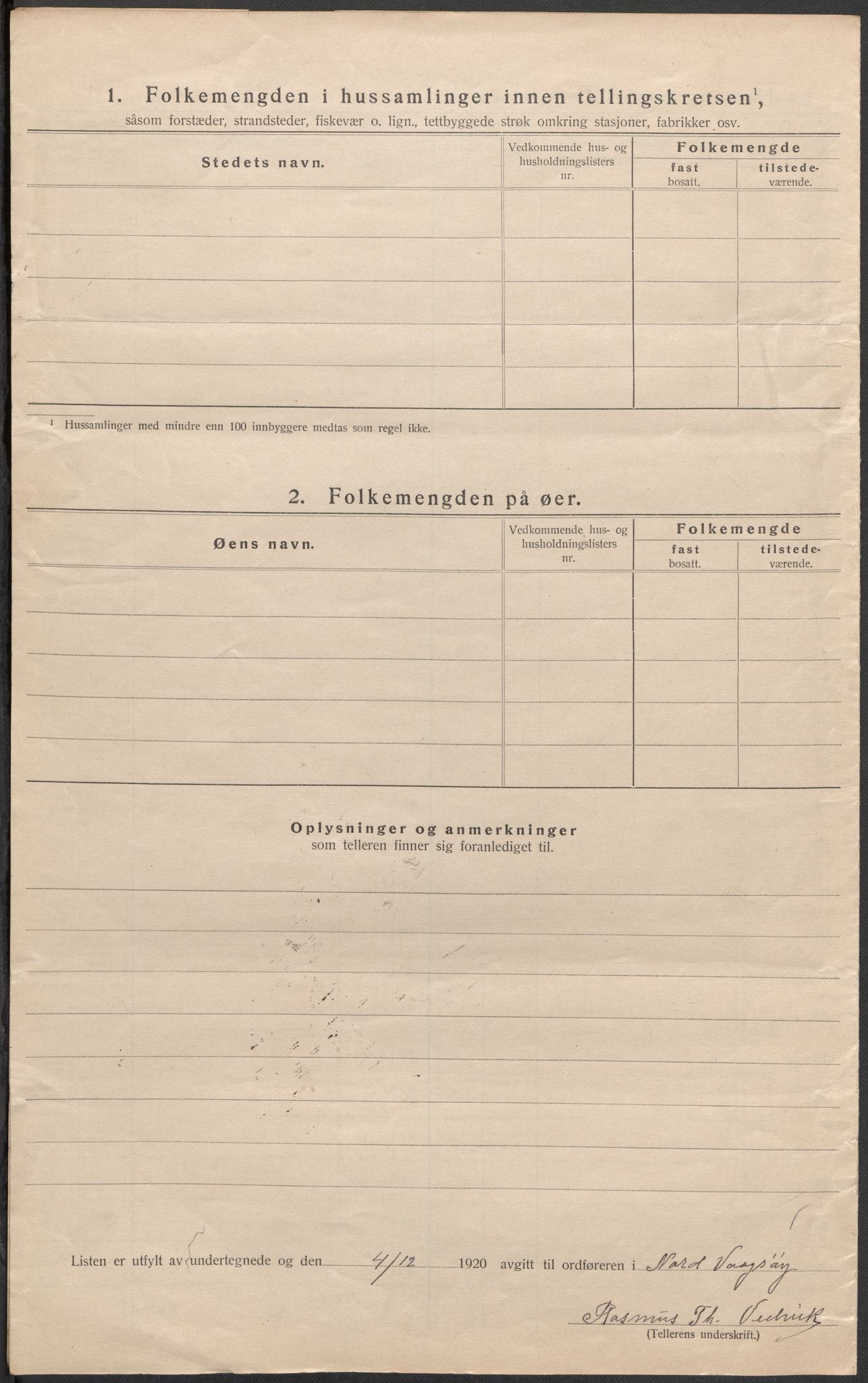 SAB, Folketelling 1920 for 1440 Nord-Vågsøy herred, 1920, s. 20