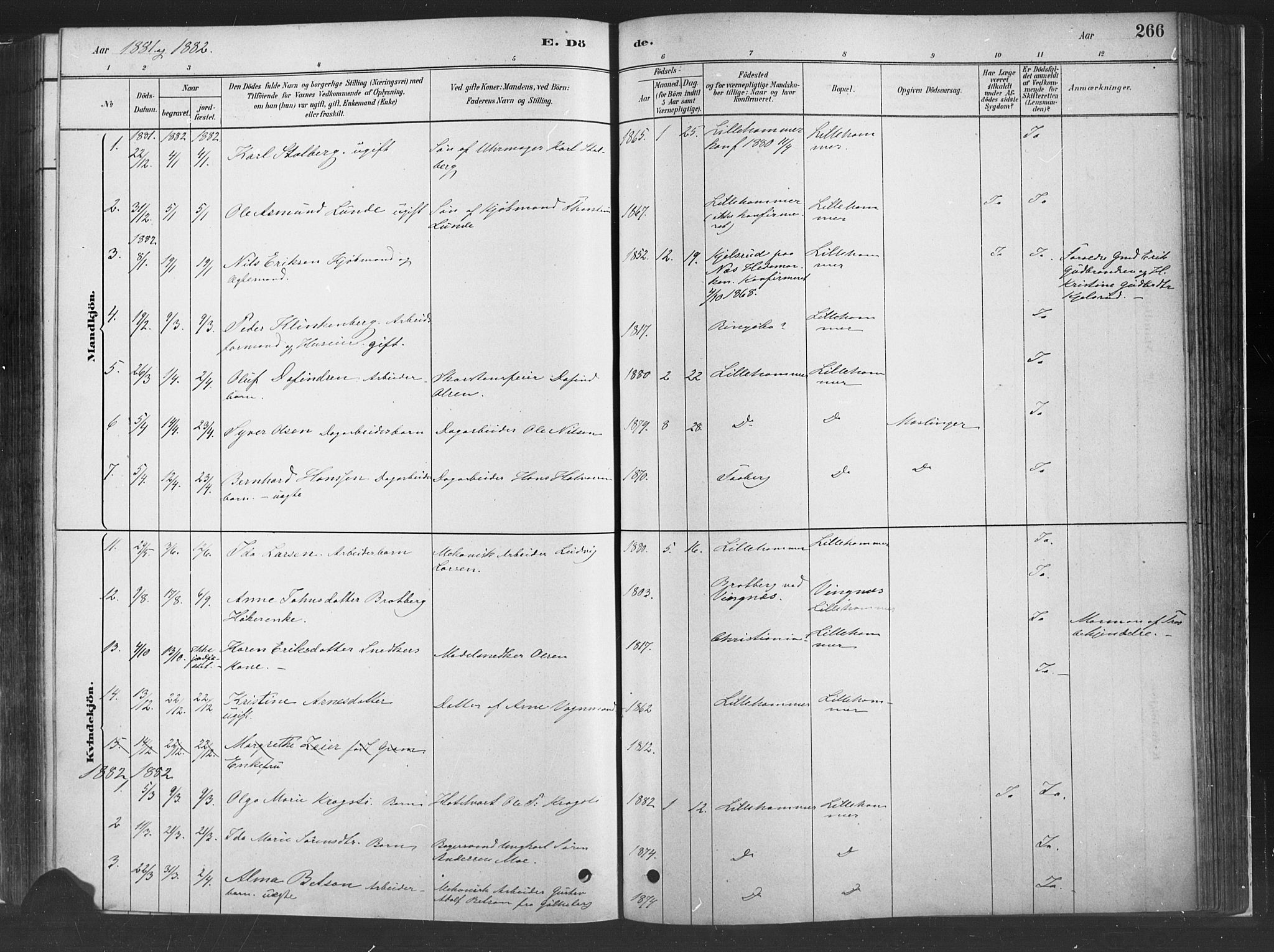 Fåberg prestekontor, AV/SAH-PREST-086/H/Ha/Haa/L0010: Ministerialbok nr. 10, 1879-1900, s. 266