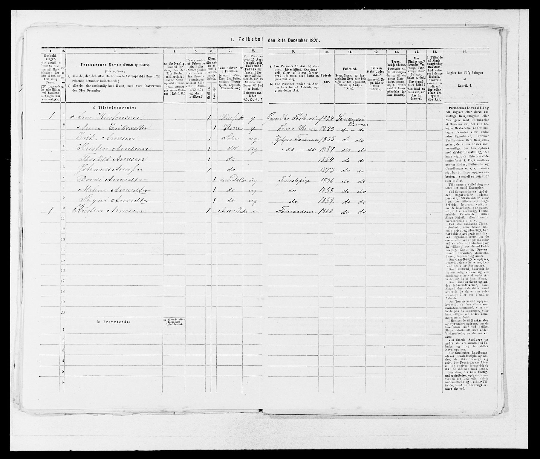 SAB, Folketelling 1875 for 1263P Lindås prestegjeld, 1875, s. 397