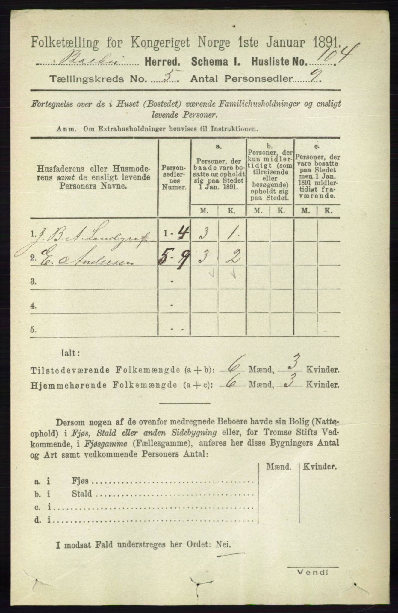 RA, Folketelling 1891 for 0990 Barbu herred, 1891, s. 3539