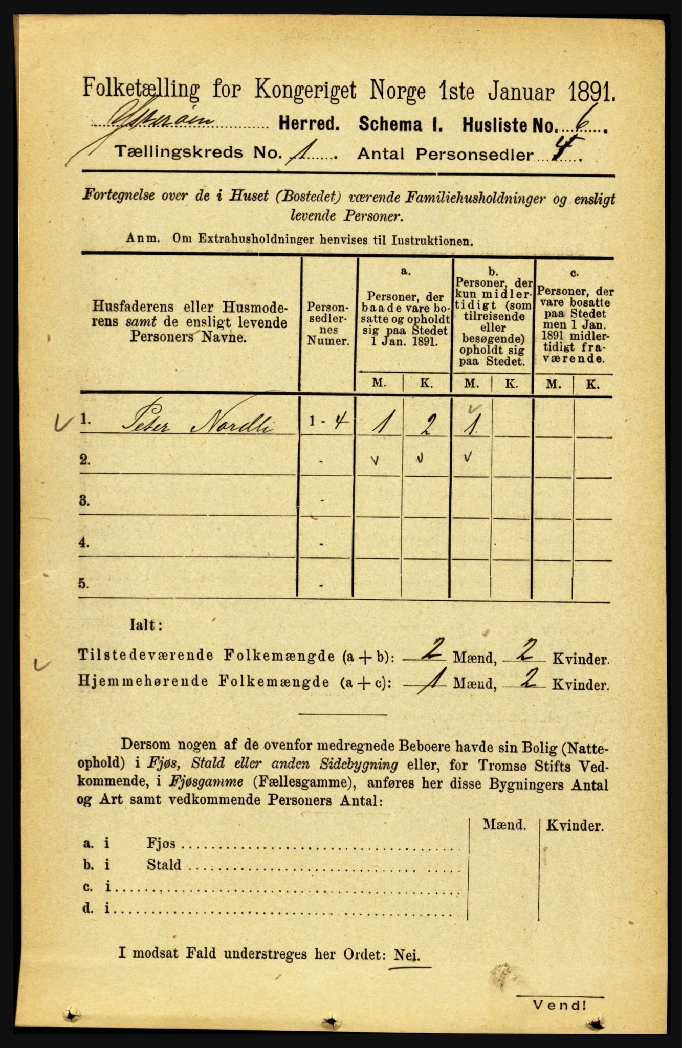 RA, Folketelling 1891 for 1722 Ytterøy herred, 1891, s. 18