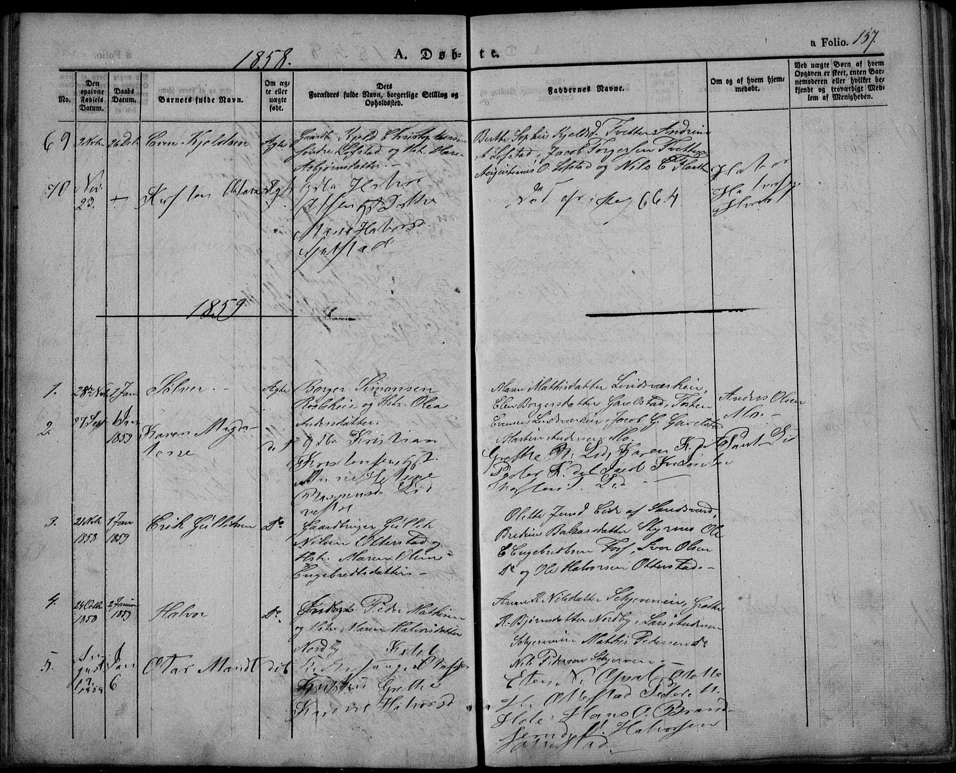 Lardal kirkebøker, AV/SAKO-A-350/F/Fa/L0006: Ministerialbok nr. I 6, 1835-1860, s. 157
