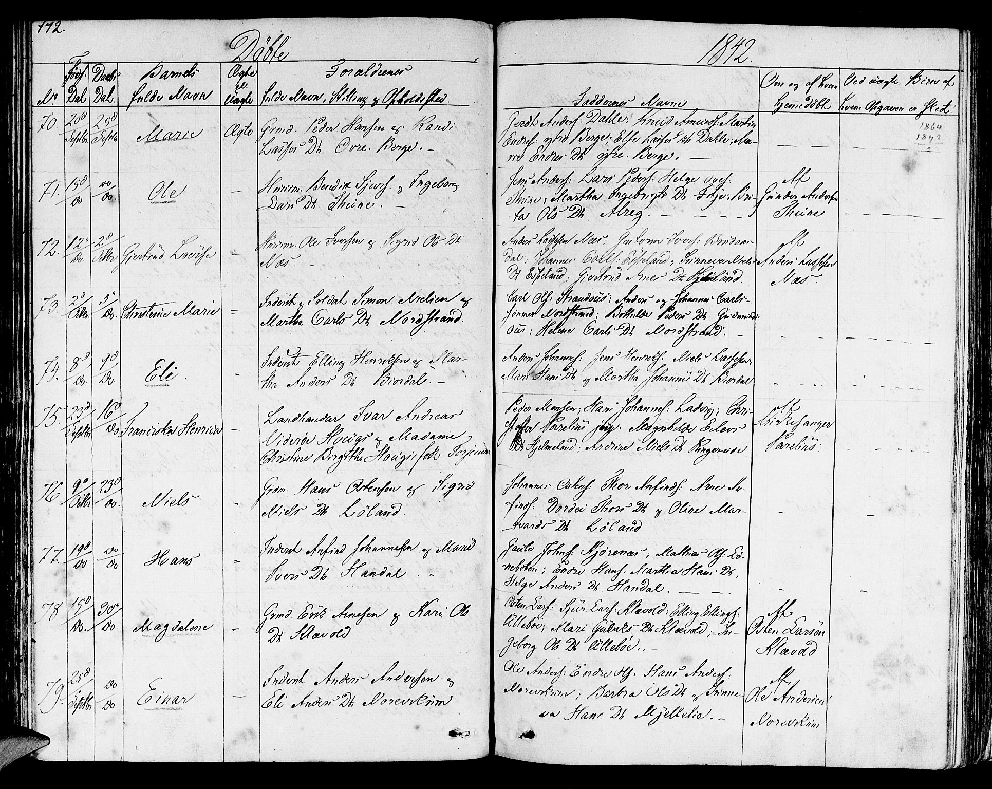 Lavik sokneprestembete, SAB/A-80901: Ministerialbok nr. A 2I, 1821-1842, s. 172