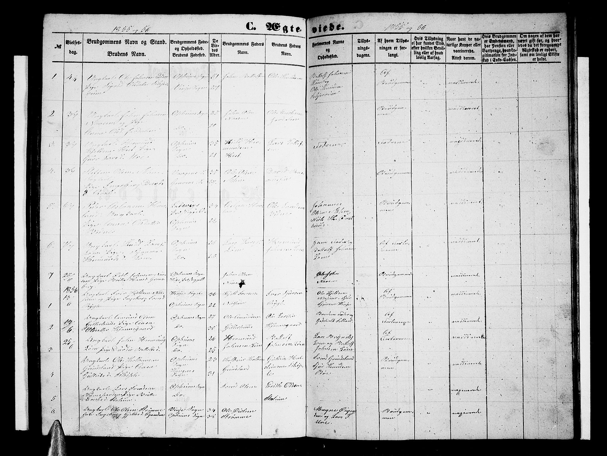 Vossestrand Sokneprestembete, AV/SAB-A-79101/H/Hab: Klokkerbok nr. A 1, 1855-1879