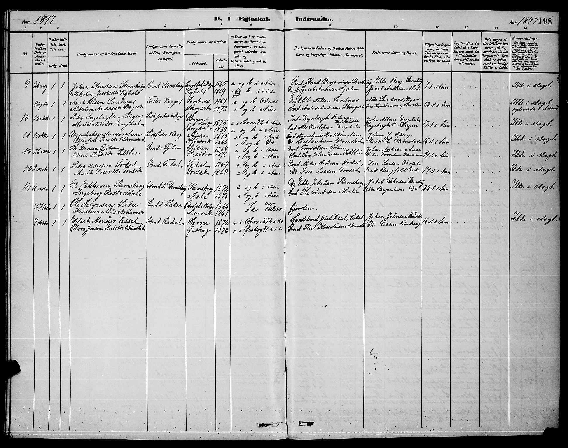 Ministerialprotokoller, klokkerbøker og fødselsregistre - Møre og Romsdal, AV/SAT-A-1454/578/L0909: Klokkerbok nr. 578C02, 1882-1900, s. 198