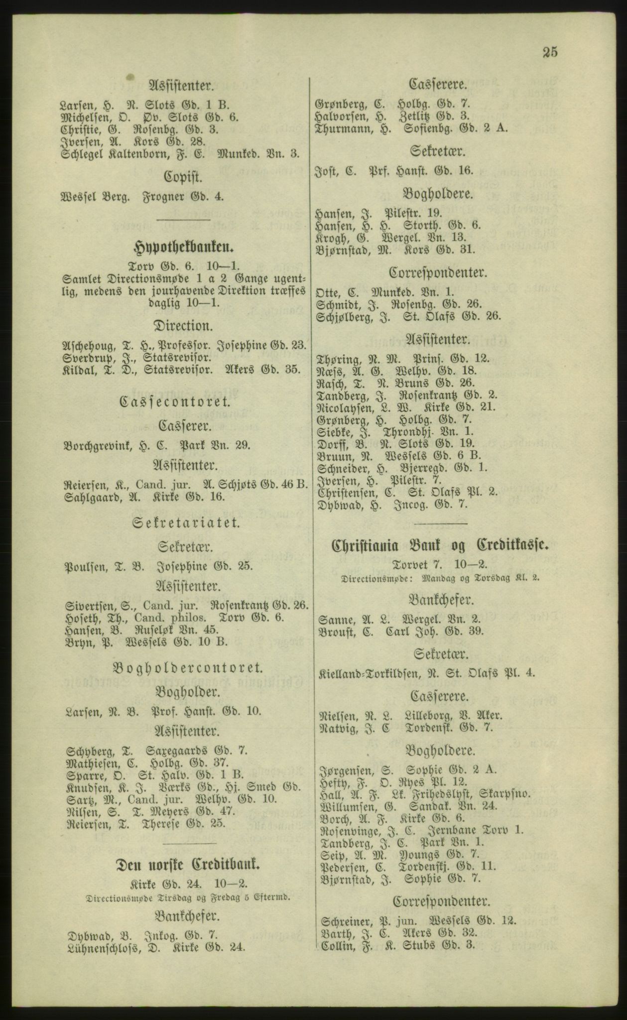 Kristiania/Oslo adressebok, PUBL/-, 1881, s. 25