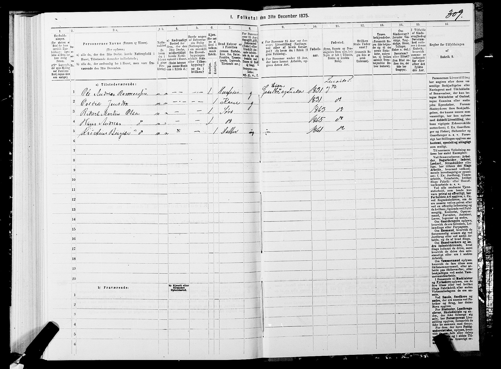 SATØ, Folketelling 1875 for 1931P Lenvik prestegjeld, 1875, s. 2309