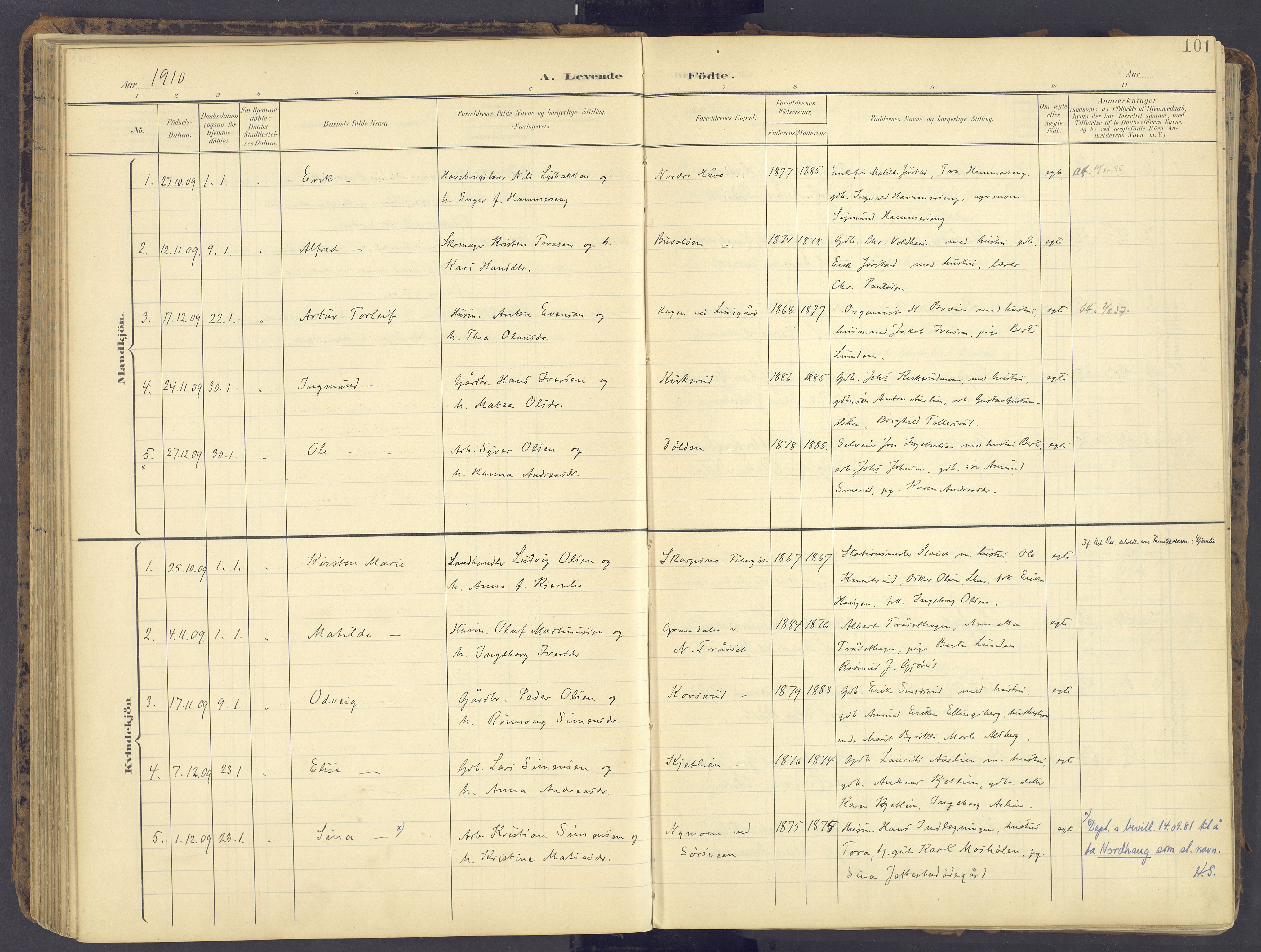 Fåberg prestekontor, AV/SAH-PREST-086/H/Ha/Haa/L0012: Ministerialbok nr. 12, 1899-1915, s. 101