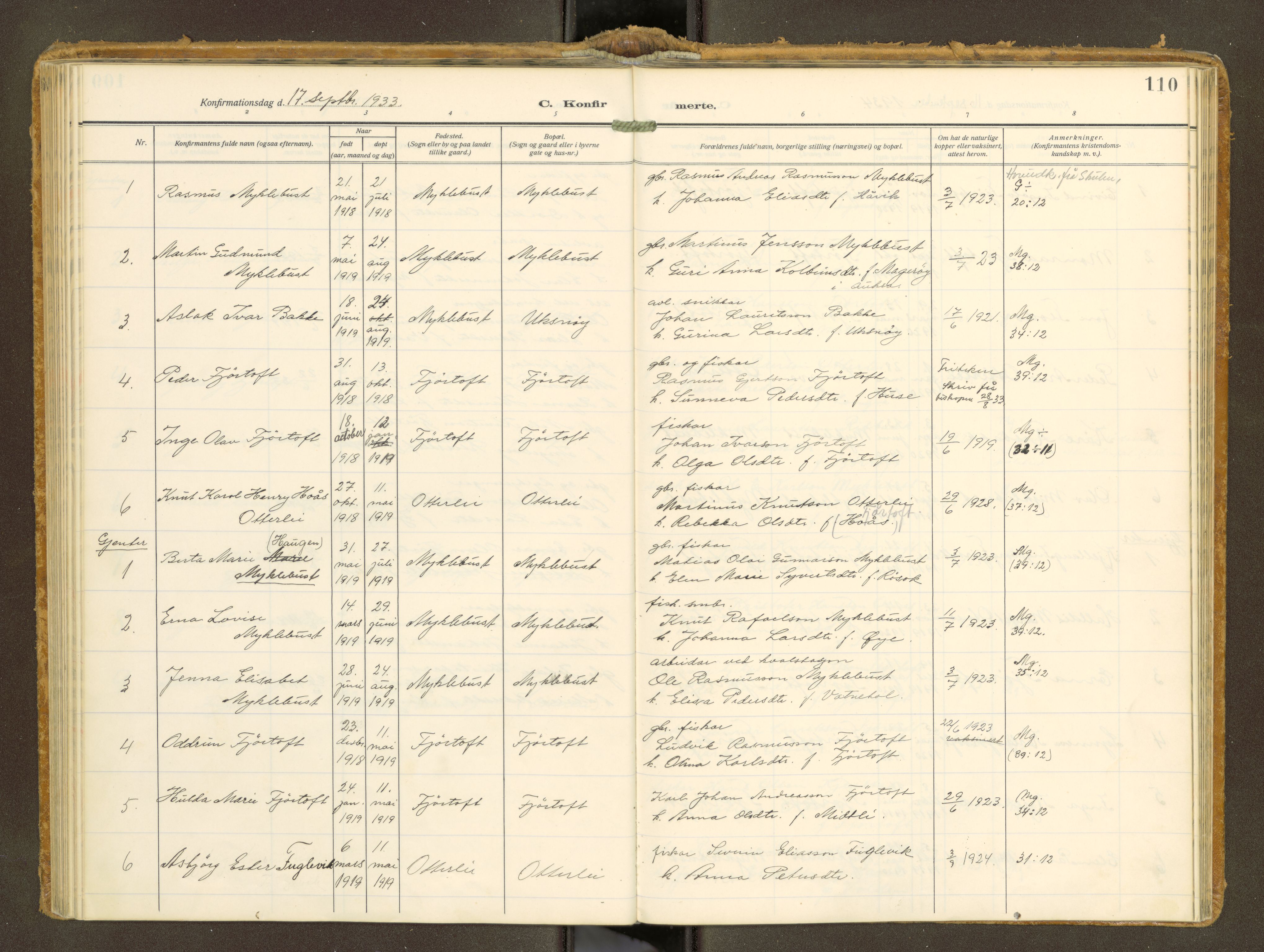 Ministerialprotokoller, klokkerbøker og fødselsregistre - Møre og Romsdal, AV/SAT-A-1454/538/L0528: Ministerialbok nr. 538A--, 1911-1935, s. 110
