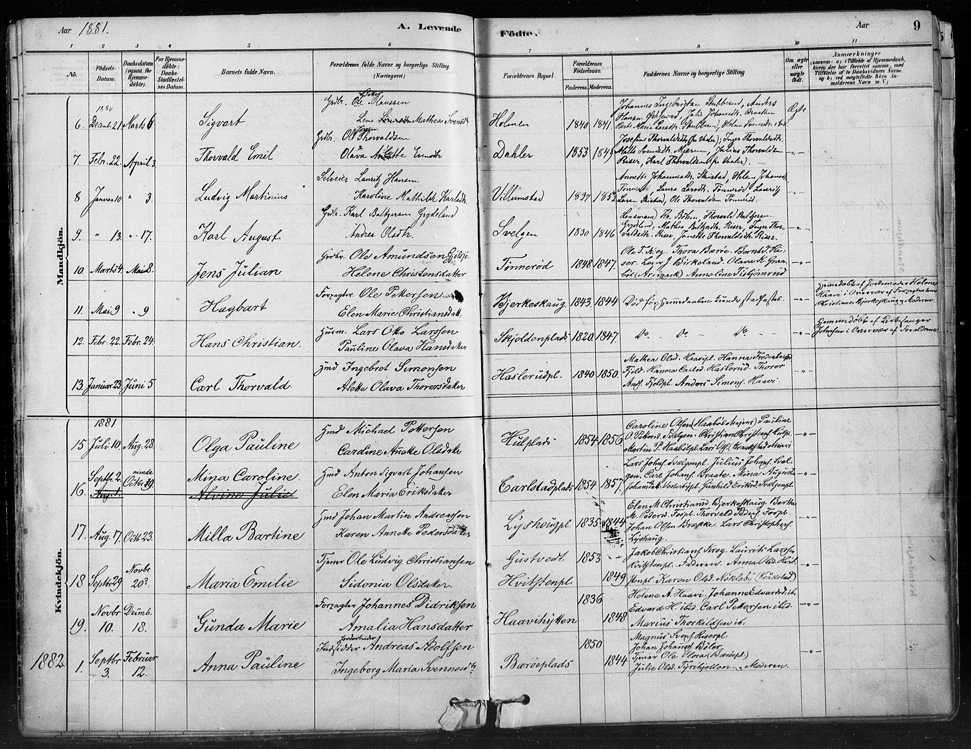 Hobøl prestekontor Kirkebøker, AV/SAO-A-2002/F/Fa/L0005: Ministerialbok nr. I 5, 1878-1904, s. 9