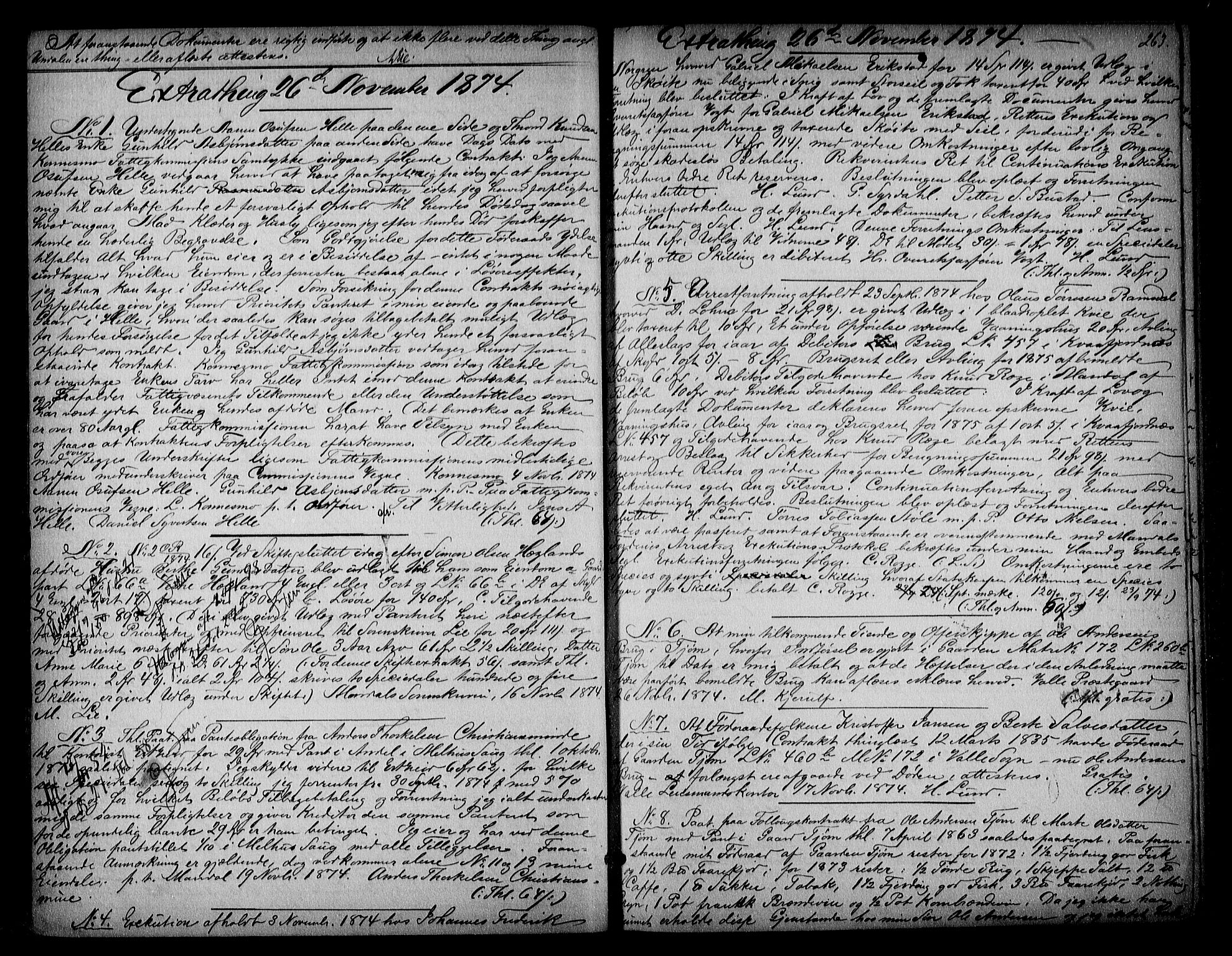 Mandal sorenskriveri, SAK/1221-0005/001/G/Gb/Gba/L0043: Pantebok nr. 24, 1870-1882, s. 263