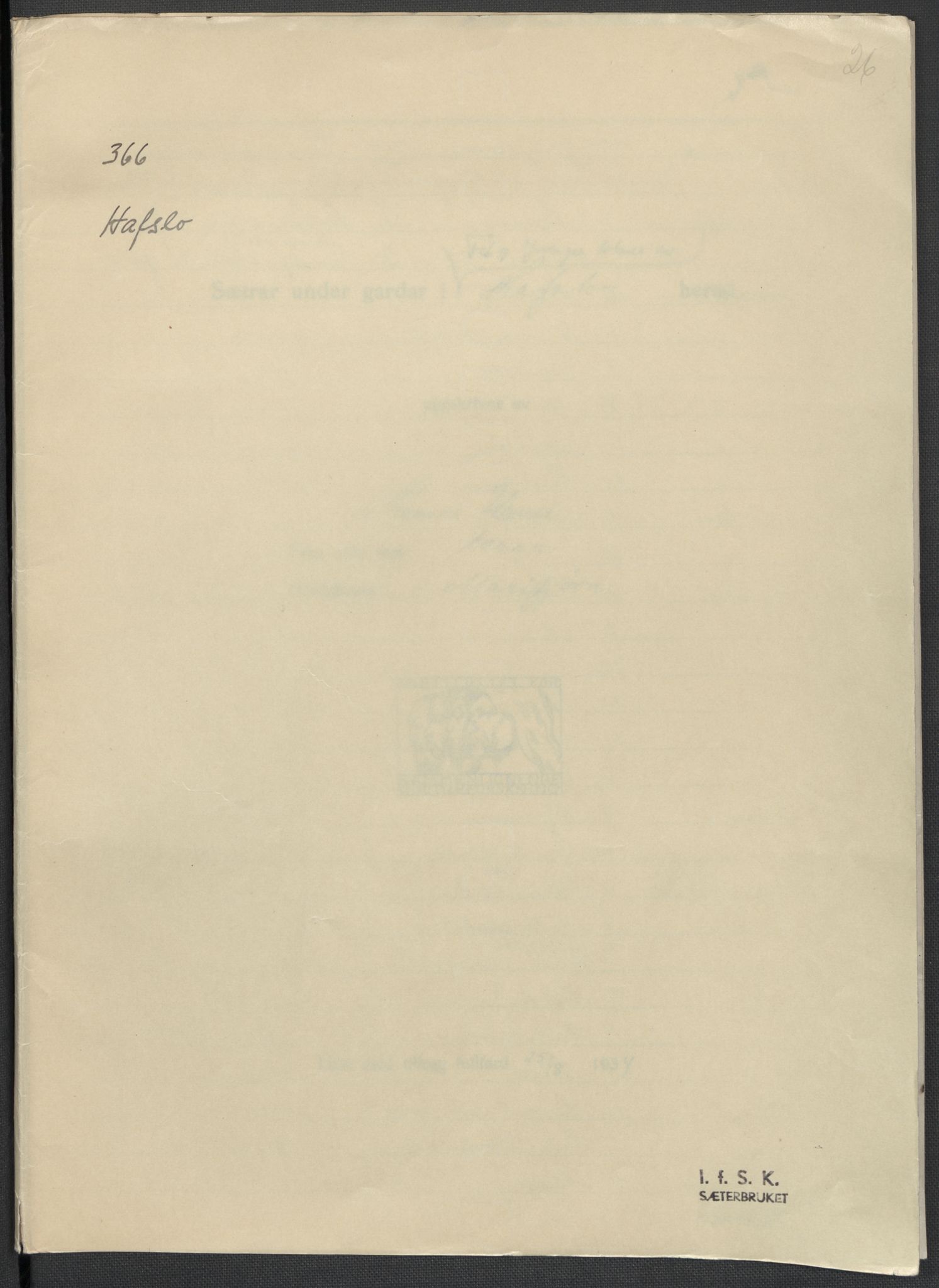 Instituttet for sammenlignende kulturforskning, RA/PA-0424/F/Fc/L0011/0001: Eske B11: / Sogn og Fjordane (perm XXVIII), 1934-1935, s. 26