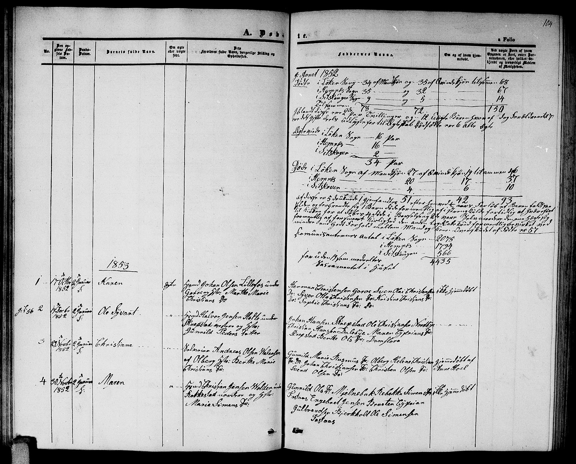 Høland prestekontor Kirkebøker, SAO/A-10346a/G/Ga/L0003: Klokkerbok nr. I 3, 1846-1853, s. 104