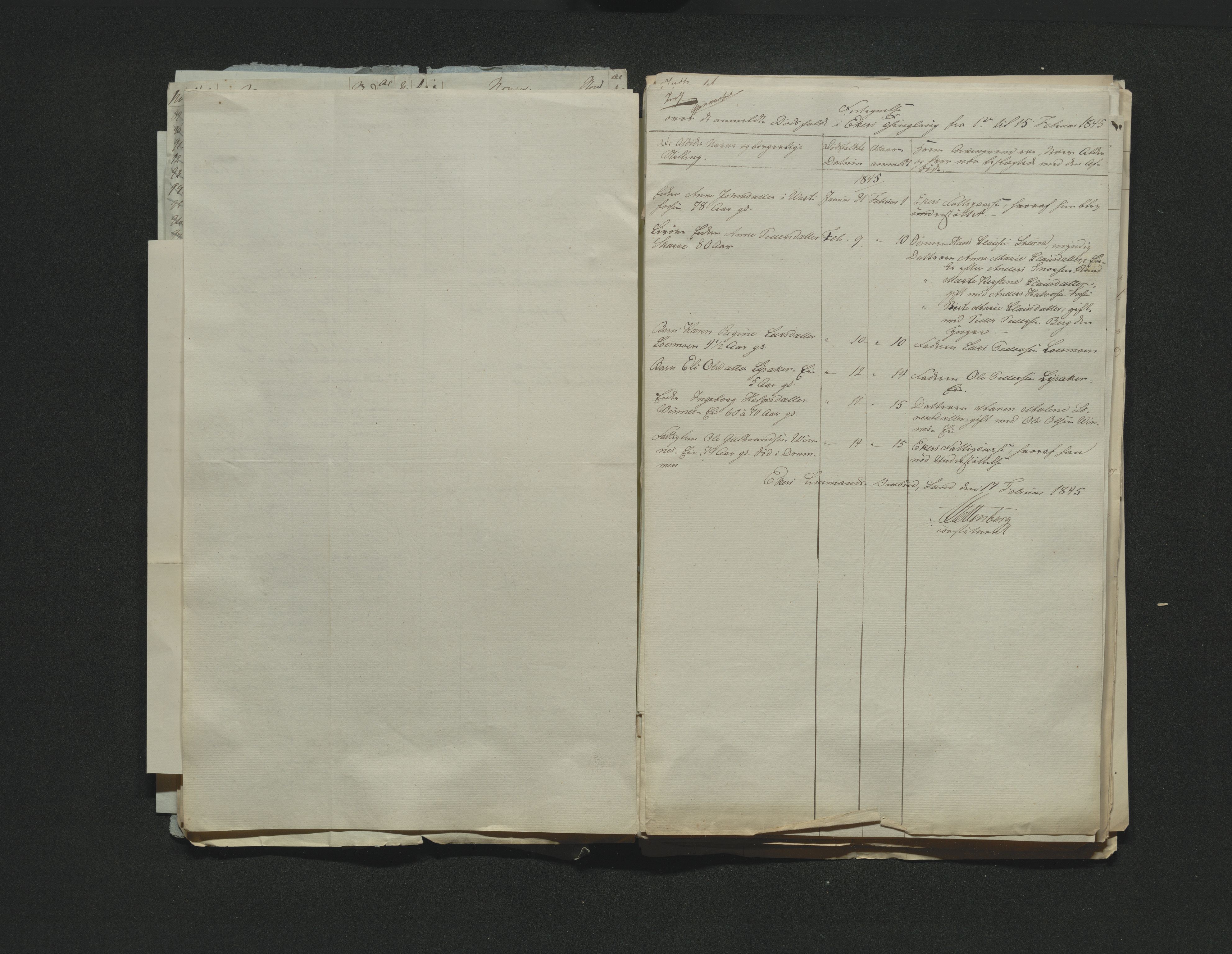 Eiker, Modum og Sigdal sorenskriveri, AV/SAKO-A-123/H/Ha/Hab/L0006: Dødsfallsmeldinger, 1841-1845