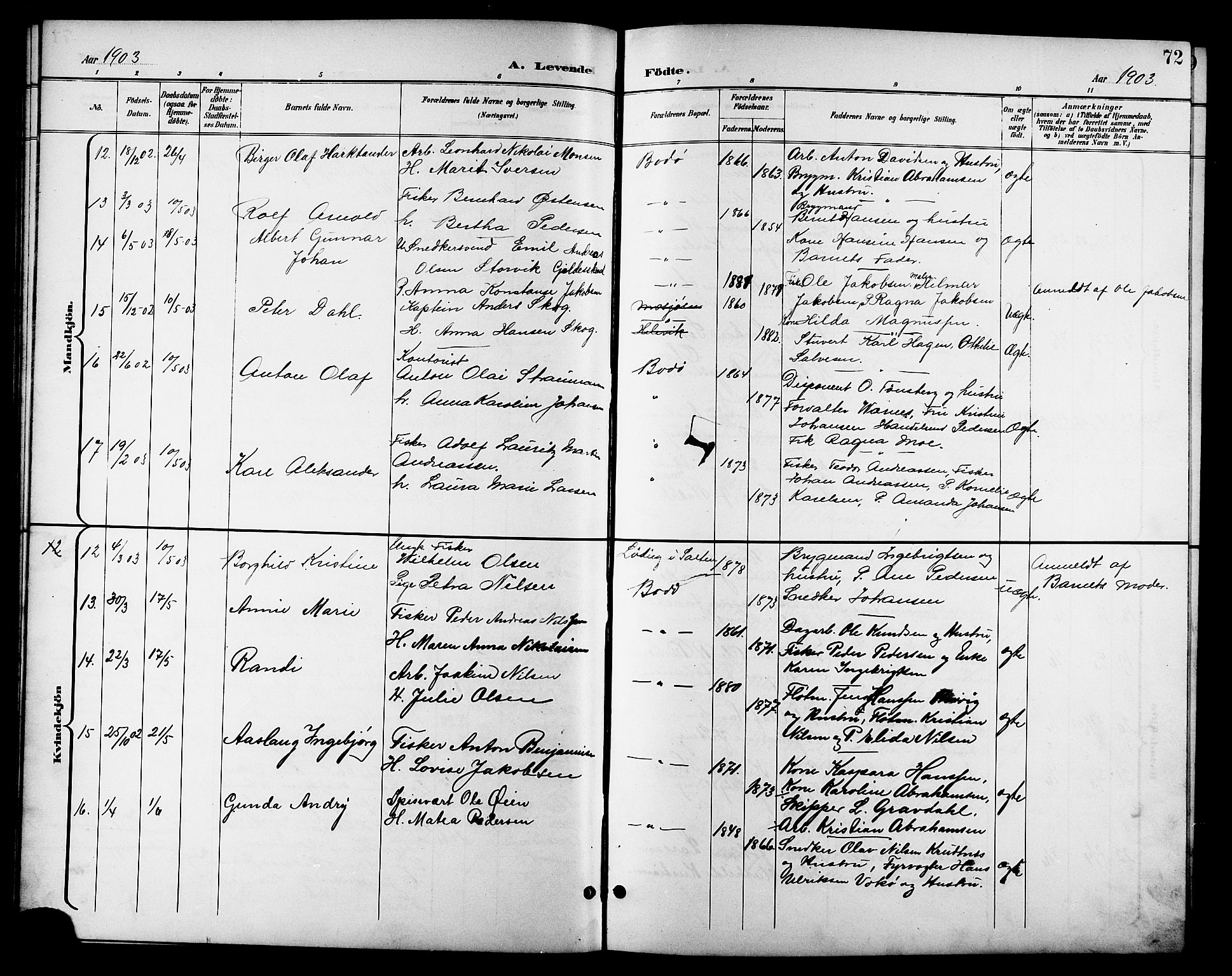 Ministerialprotokoller, klokkerbøker og fødselsregistre - Nordland, AV/SAT-A-1459/801/L0033: Klokkerbok nr. 801C08, 1898-1910, s. 72