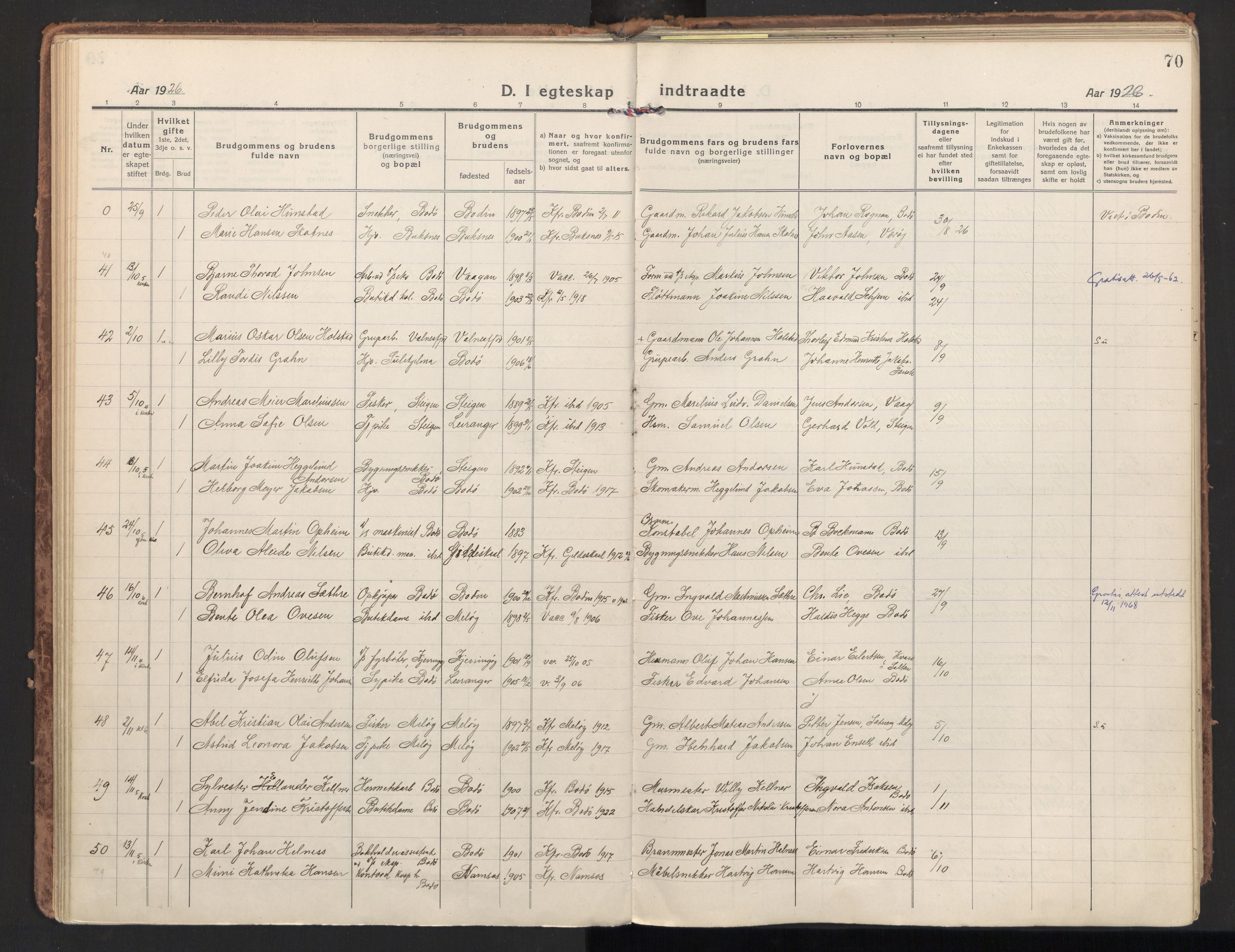 Ministerialprotokoller, klokkerbøker og fødselsregistre - Nordland, AV/SAT-A-1459/801/L0018: Ministerialbok nr. 801A18, 1916-1930, s. 70